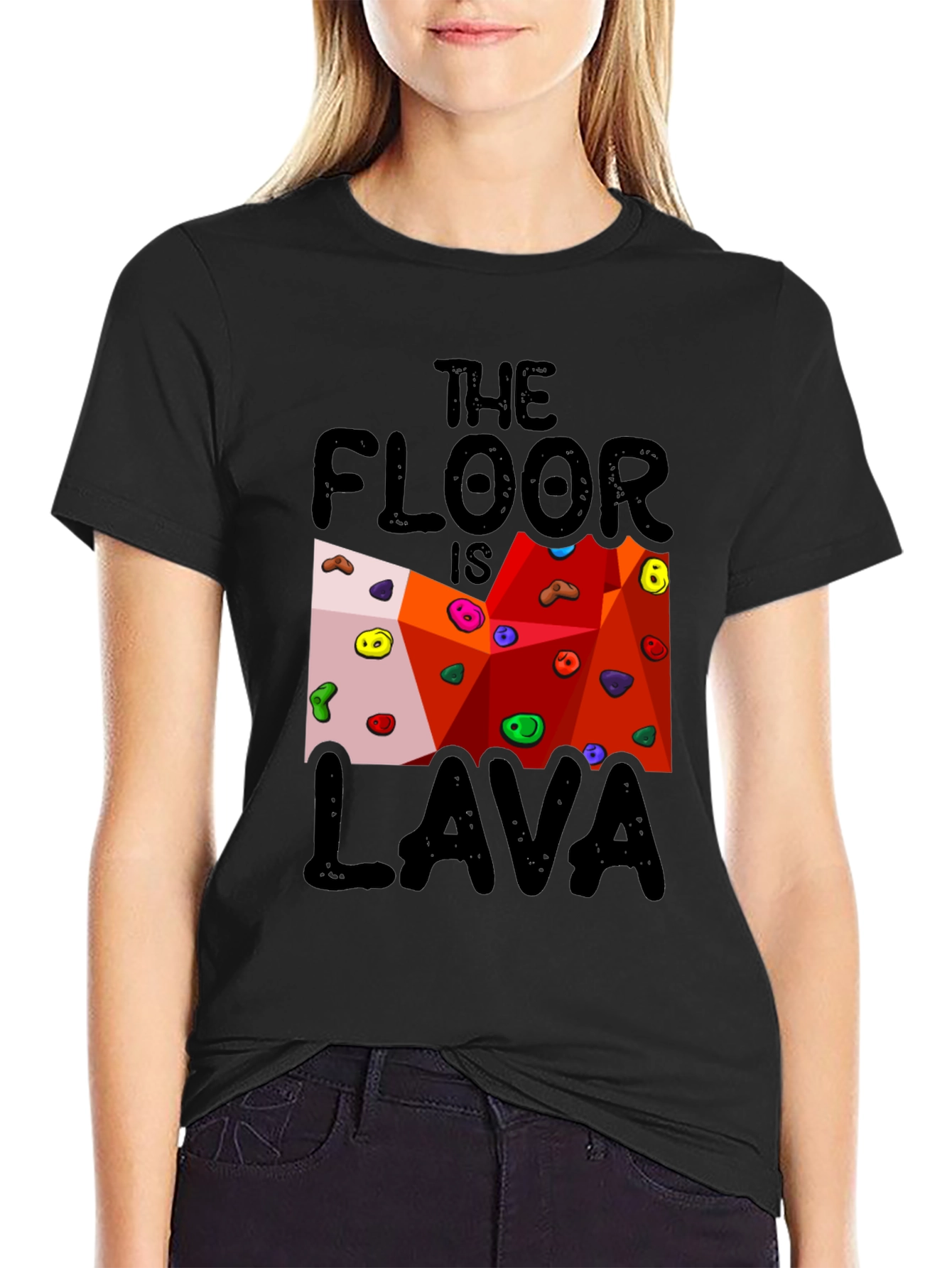 The Floor is Lava Climbing Wall Black T-Shirt