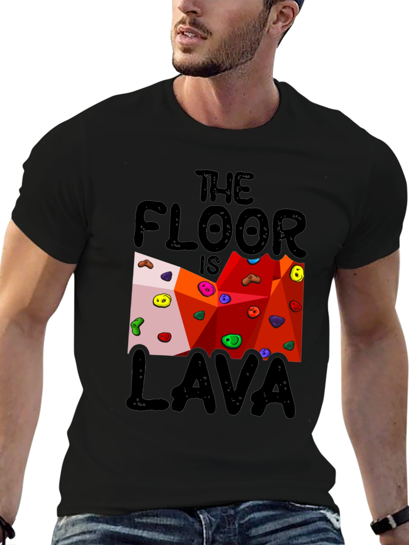 The Floor is Lava Climbing Wall Black T-Shirt