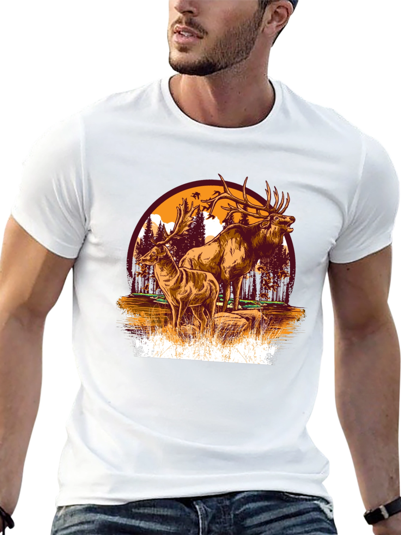 Elk Graphic Tee - Nature Lovers Shirt