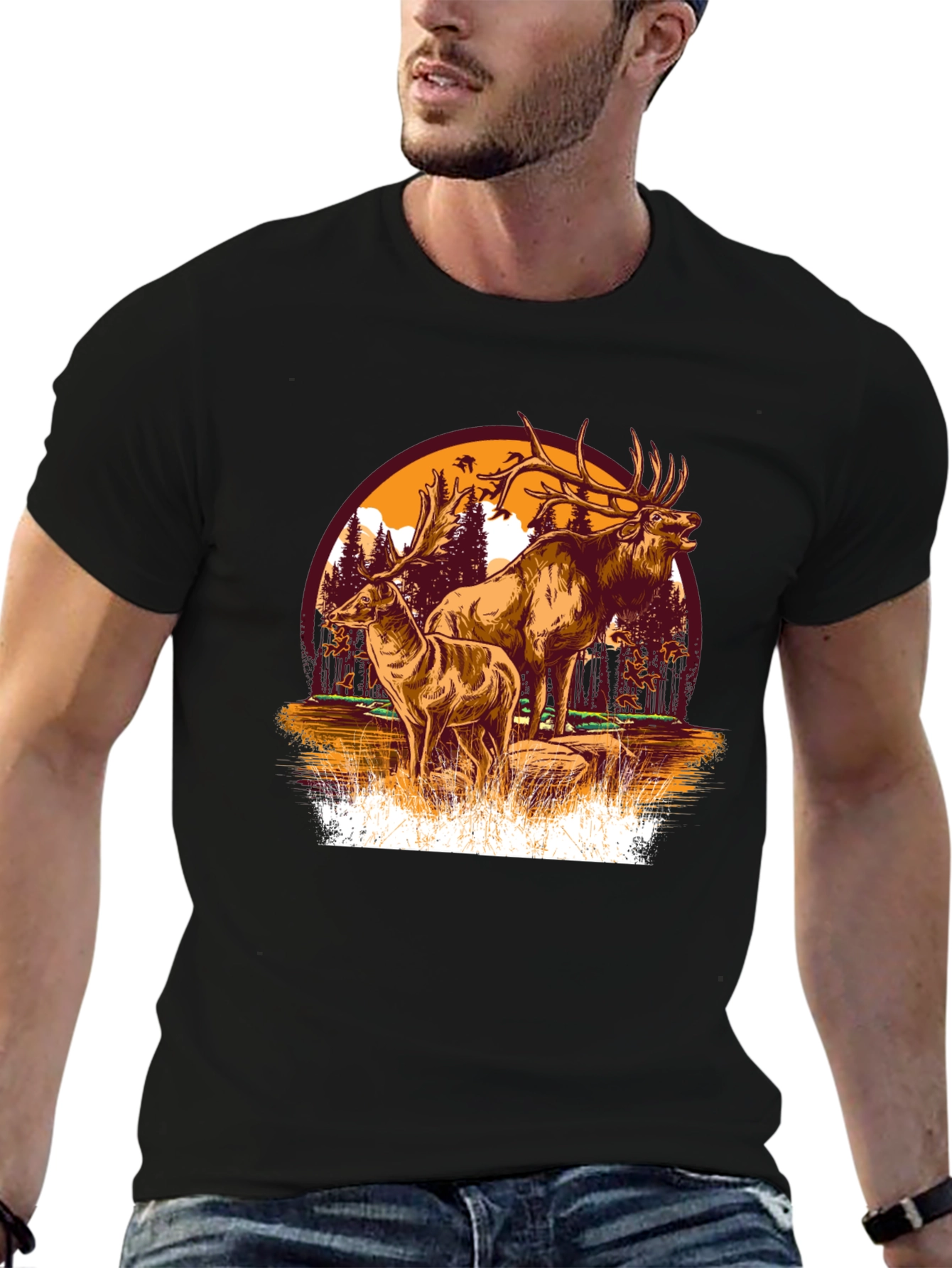Elk Graphic Tee - Nature Lovers Shirt