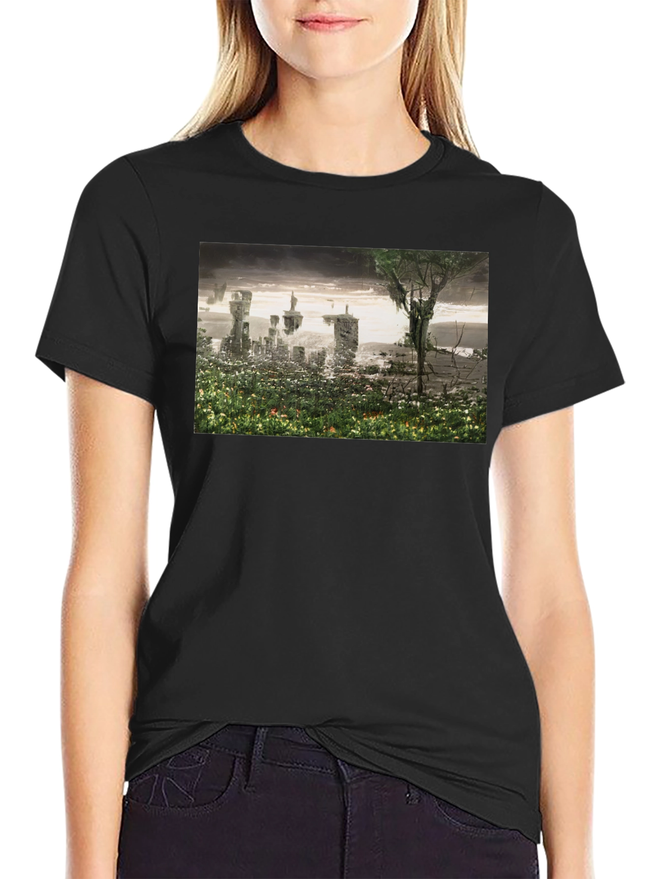 Surreal Landscape Graphic Tee - Modern Artistic T-Shirt