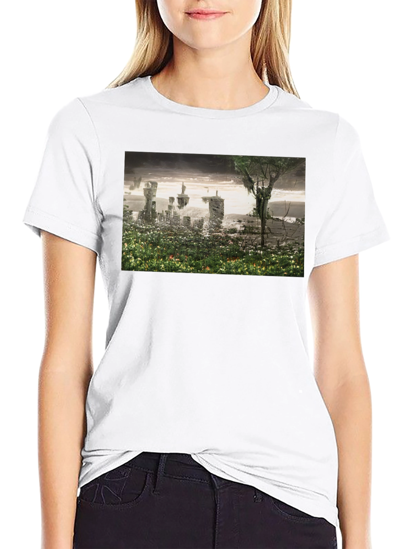 Surreal Landscape Graphic Tee - Modern Artistic T-Shirt