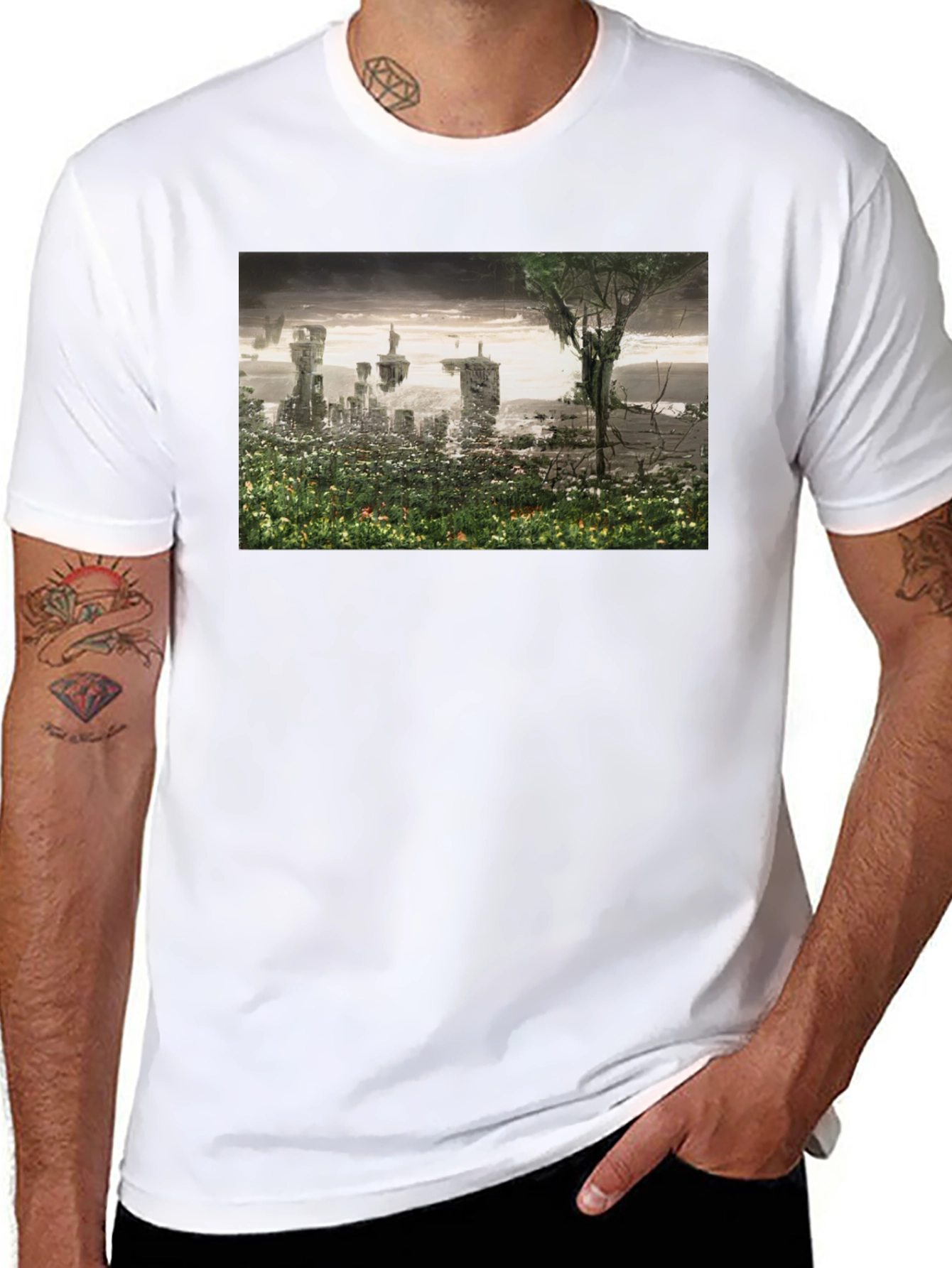 Surreal Landscape Graphic Tee - Modern Artistic T-Shirt