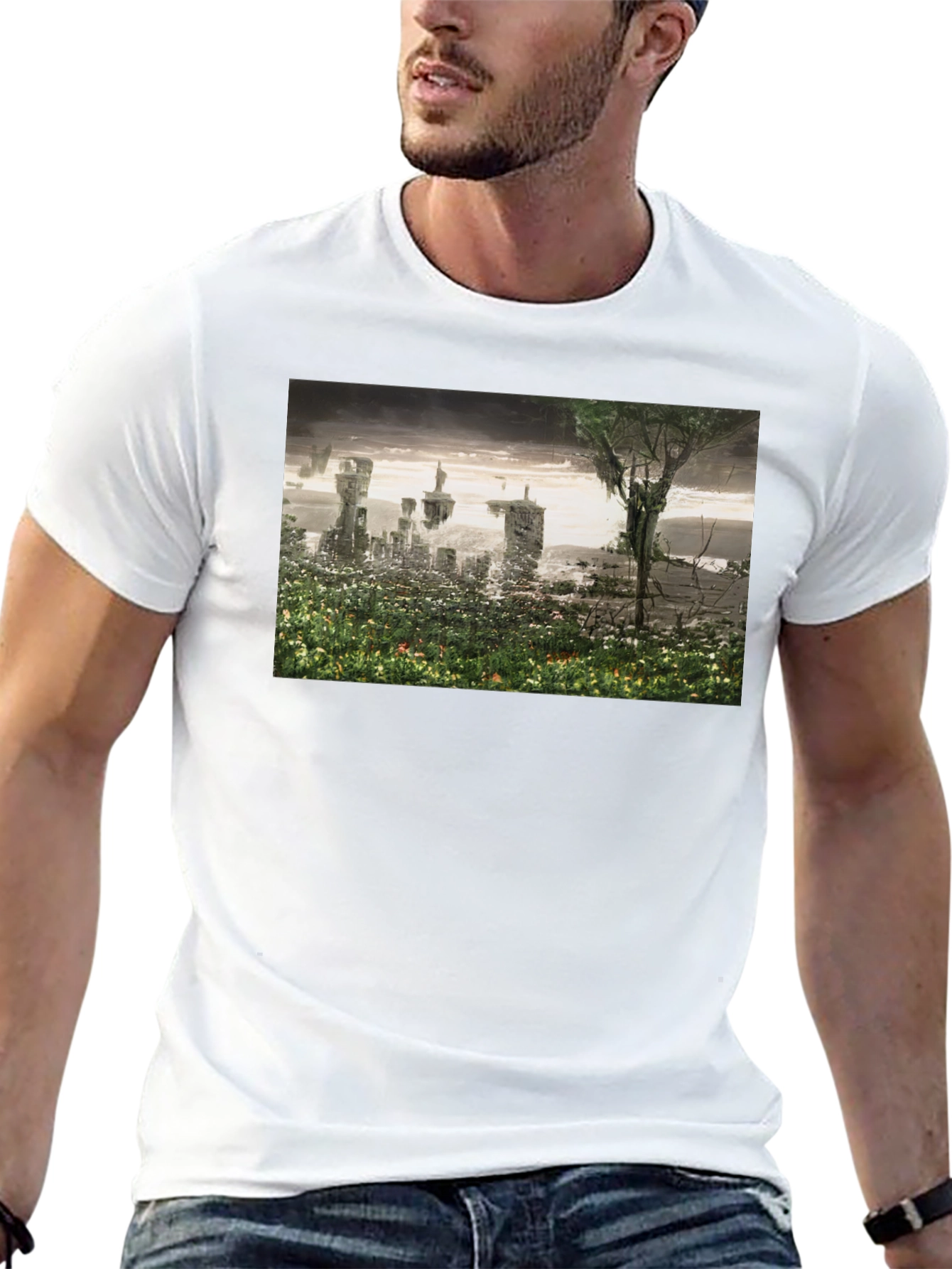 Surreal Landscape Graphic Tee - Modern Artistic T-Shirt