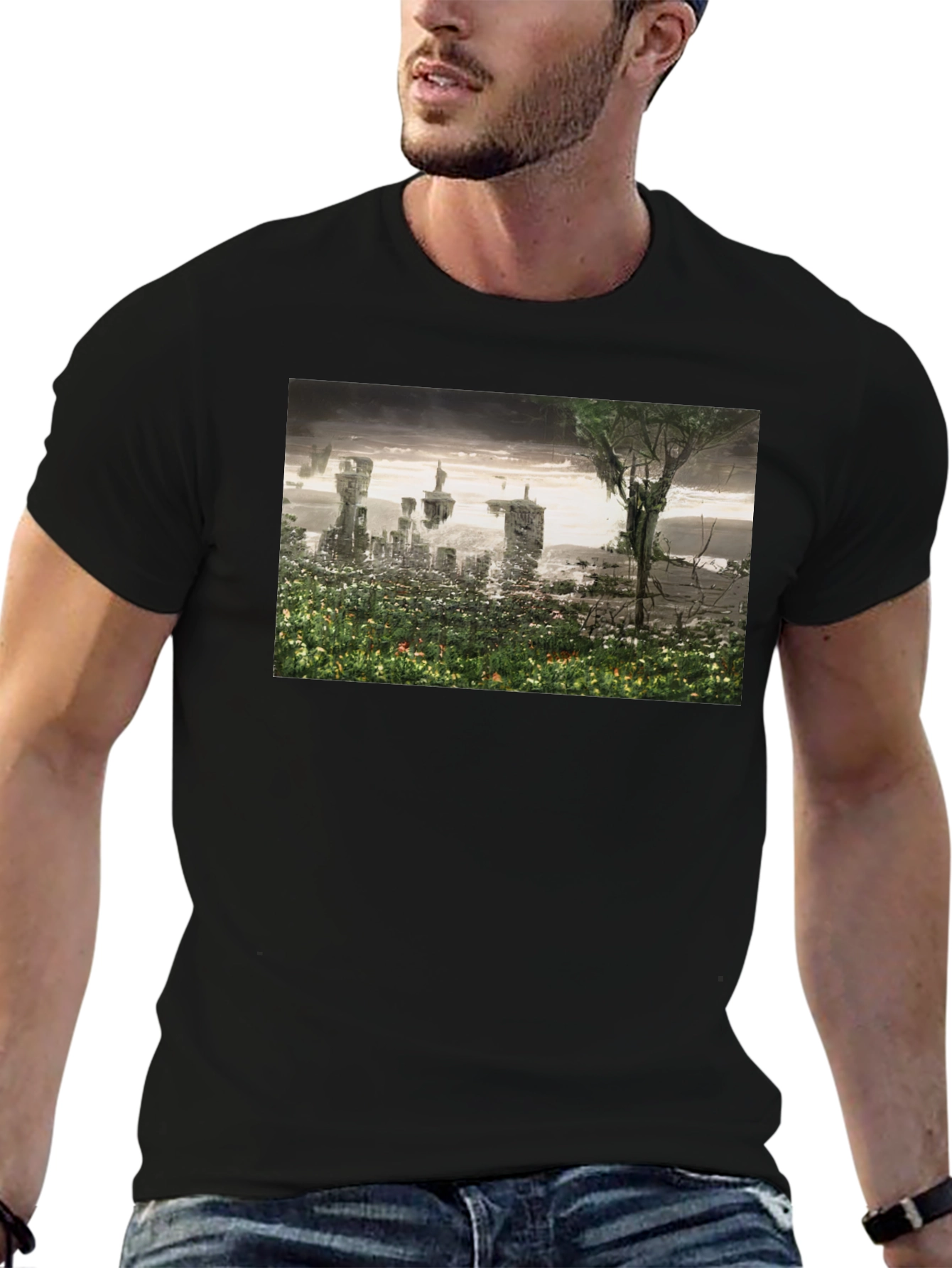 Surreal Landscape Graphic Tee - Modern Artistic T-Shirt