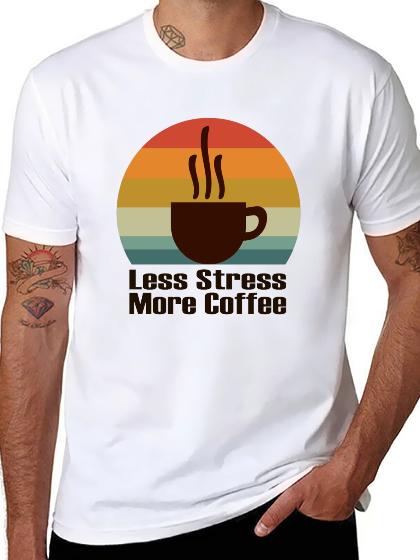 Less Stress More Coffee T-Shirt Retro Style