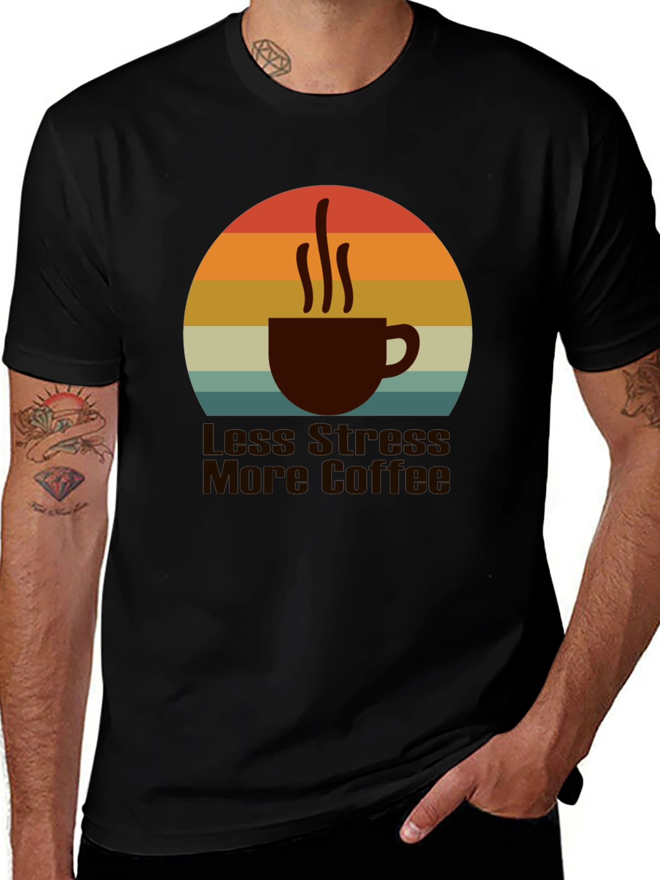 Less Stress More Coffee T-Shirt Retro Style