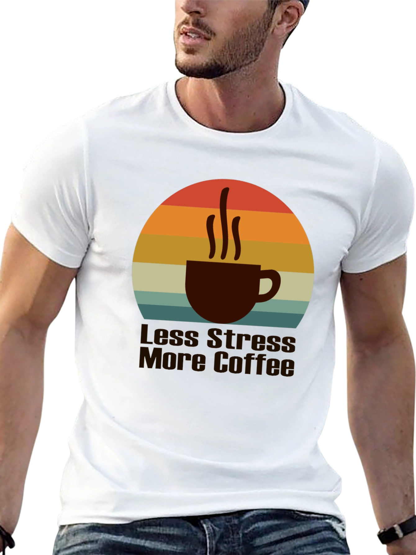 Less Stress More Coffee T-Shirt Retro Style