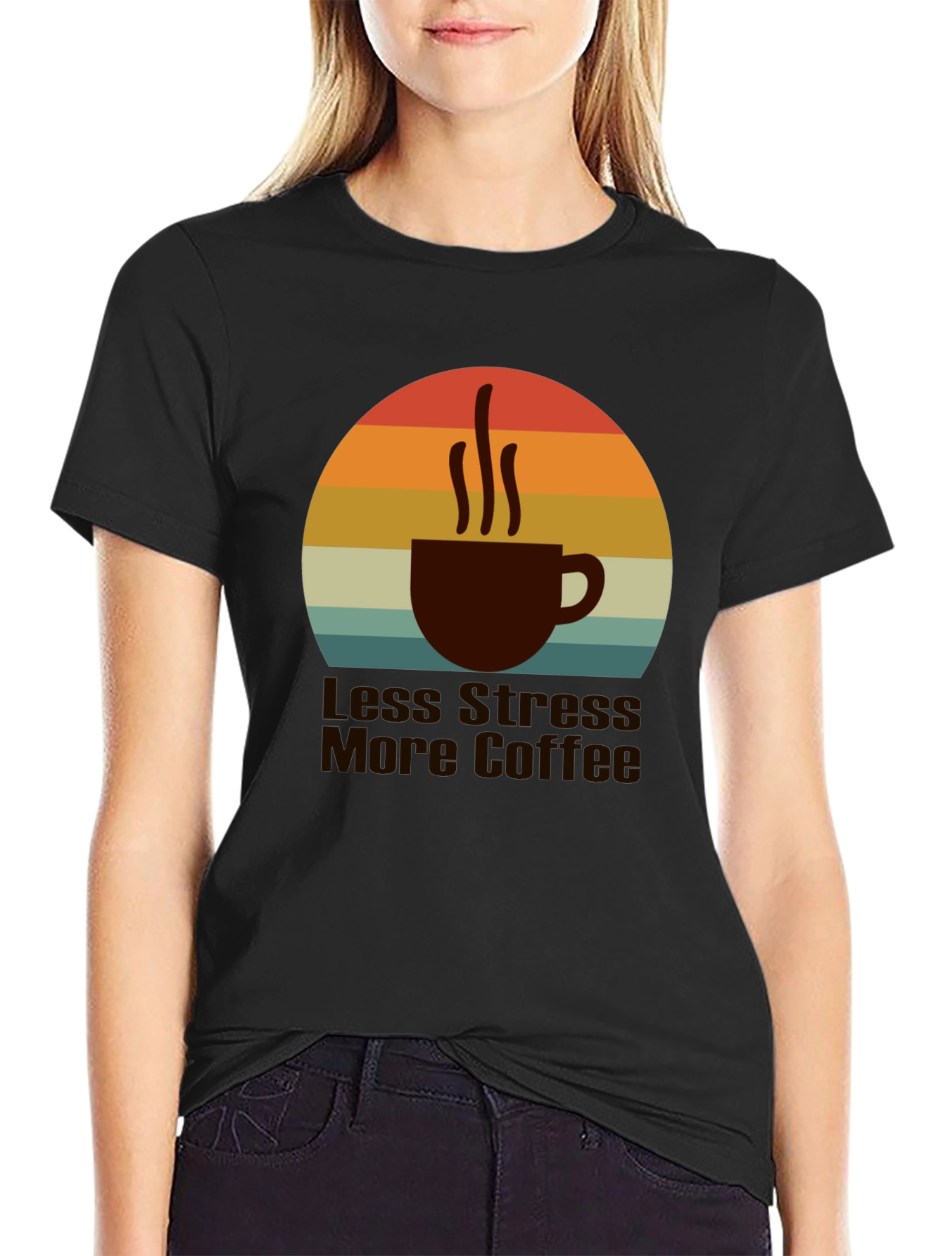 Less Stress More Coffee T-Shirt Retro Style