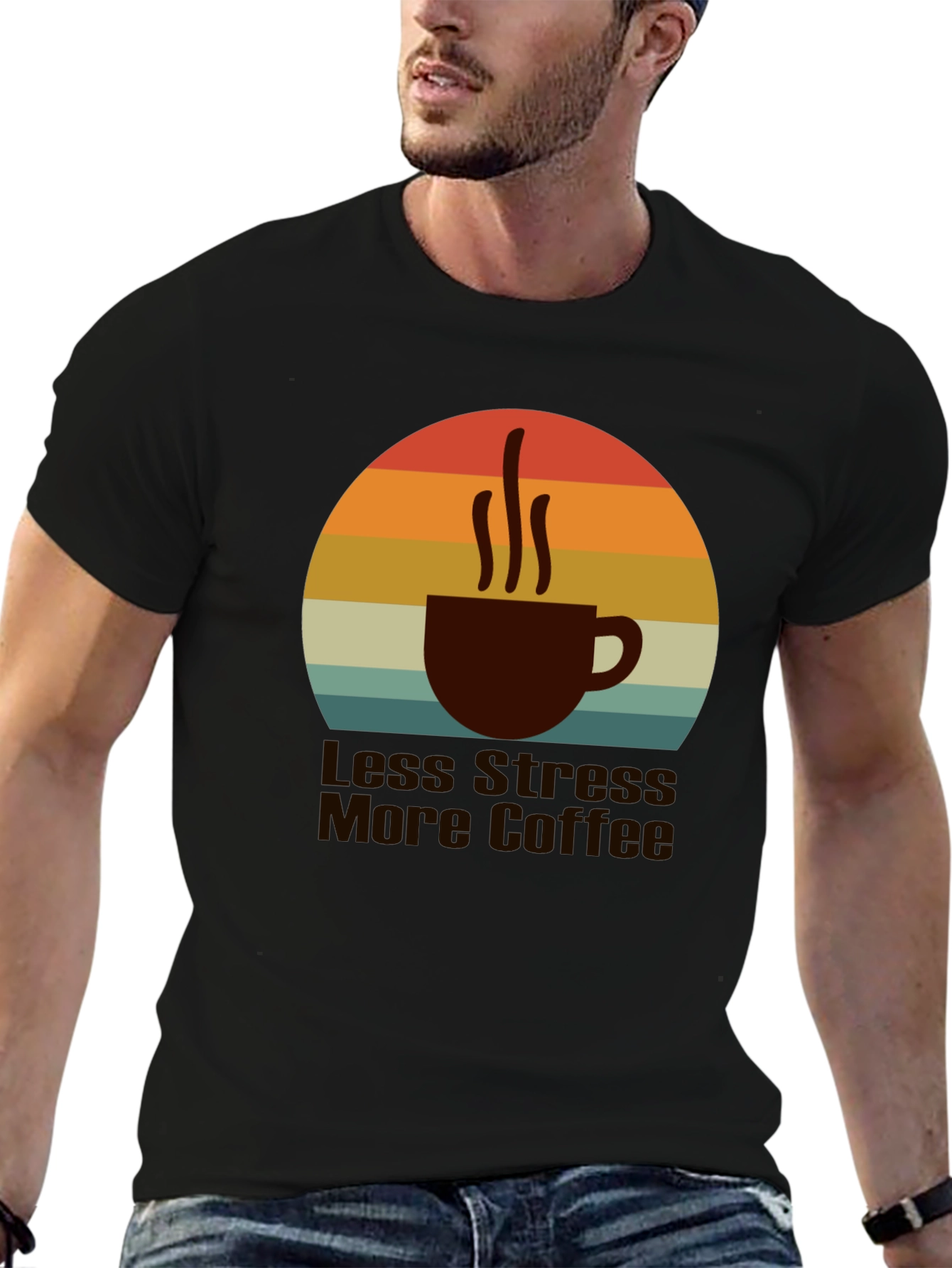 Less Stress More Coffee T-Shirt Retro Style