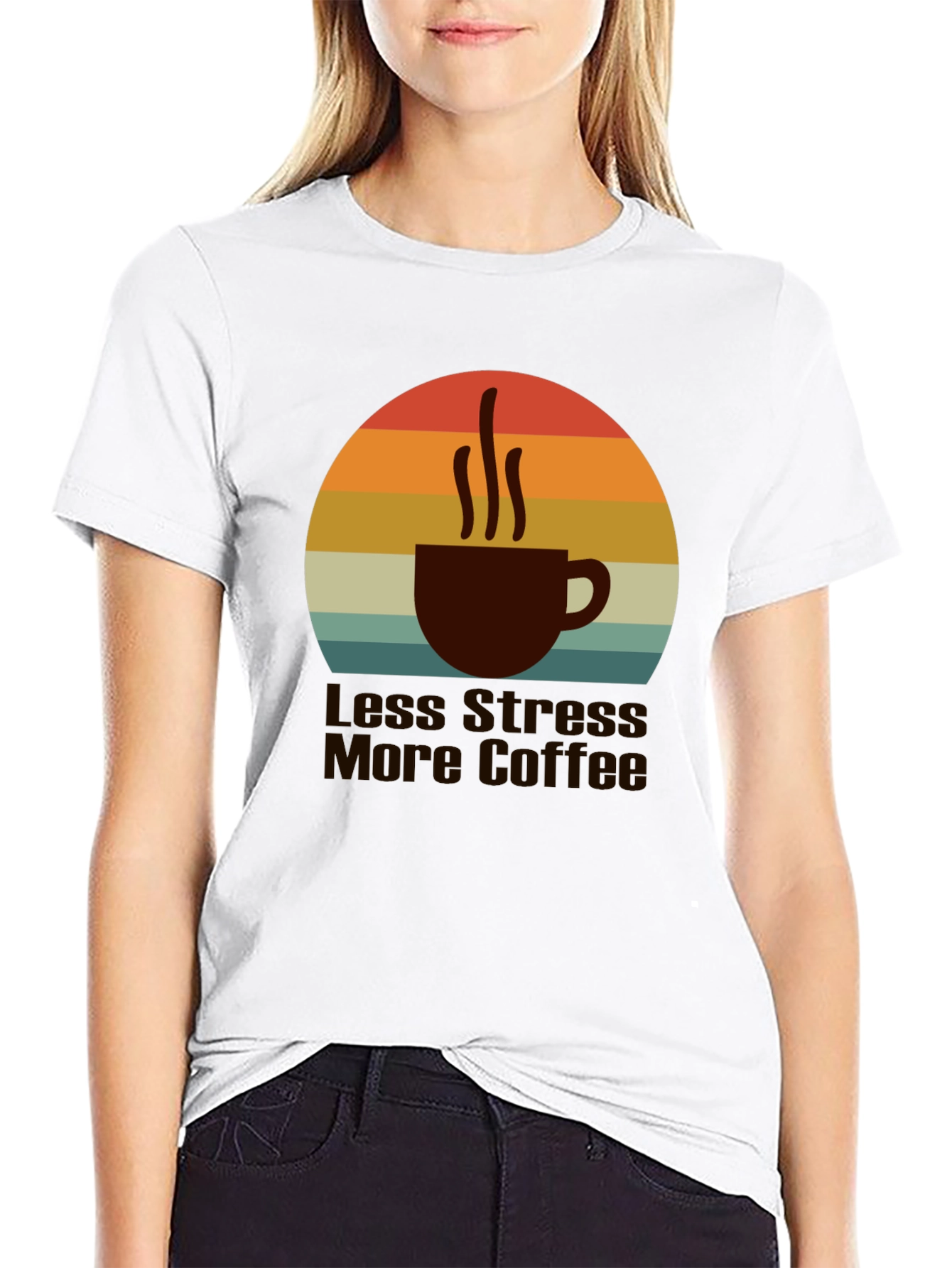 Less Stress More Coffee T-Shirt Retro Style