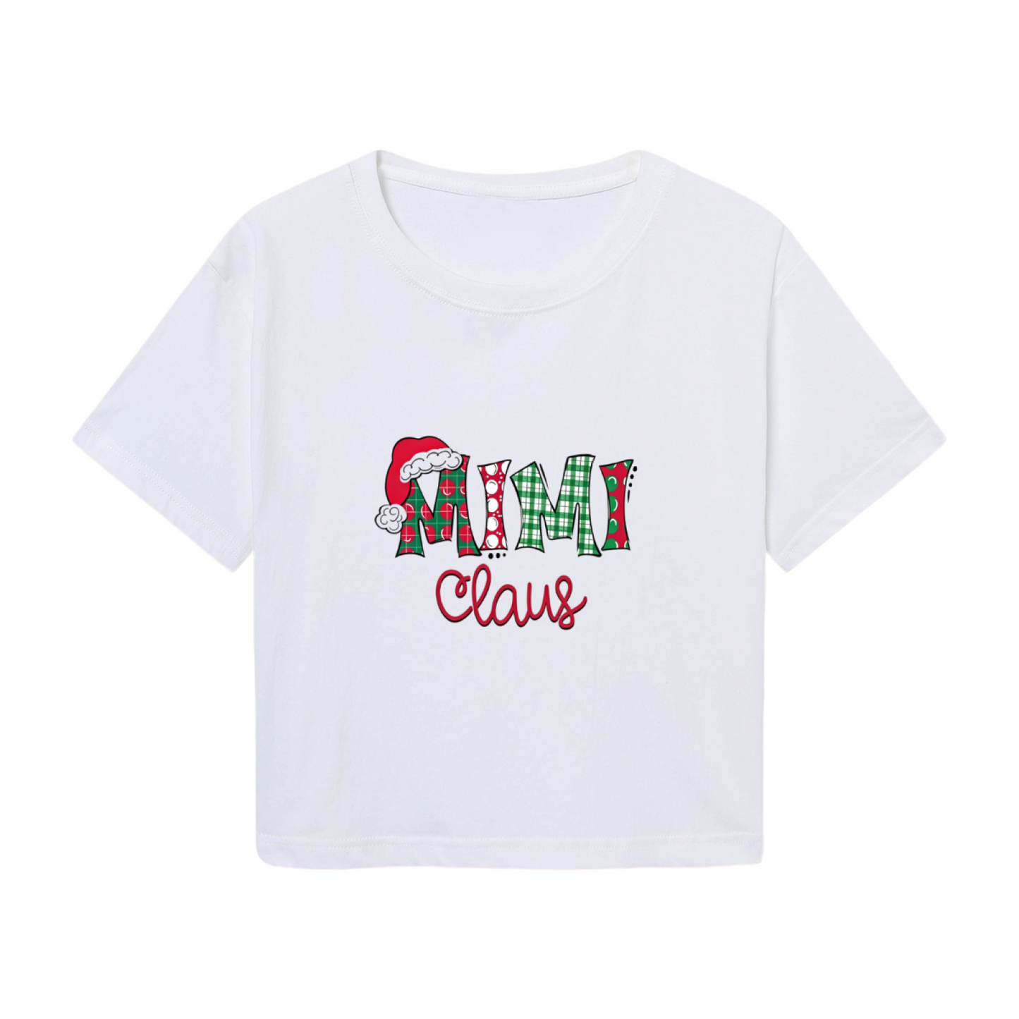 Mimi Claus Plaid Christmas Family Holiday Crop Top