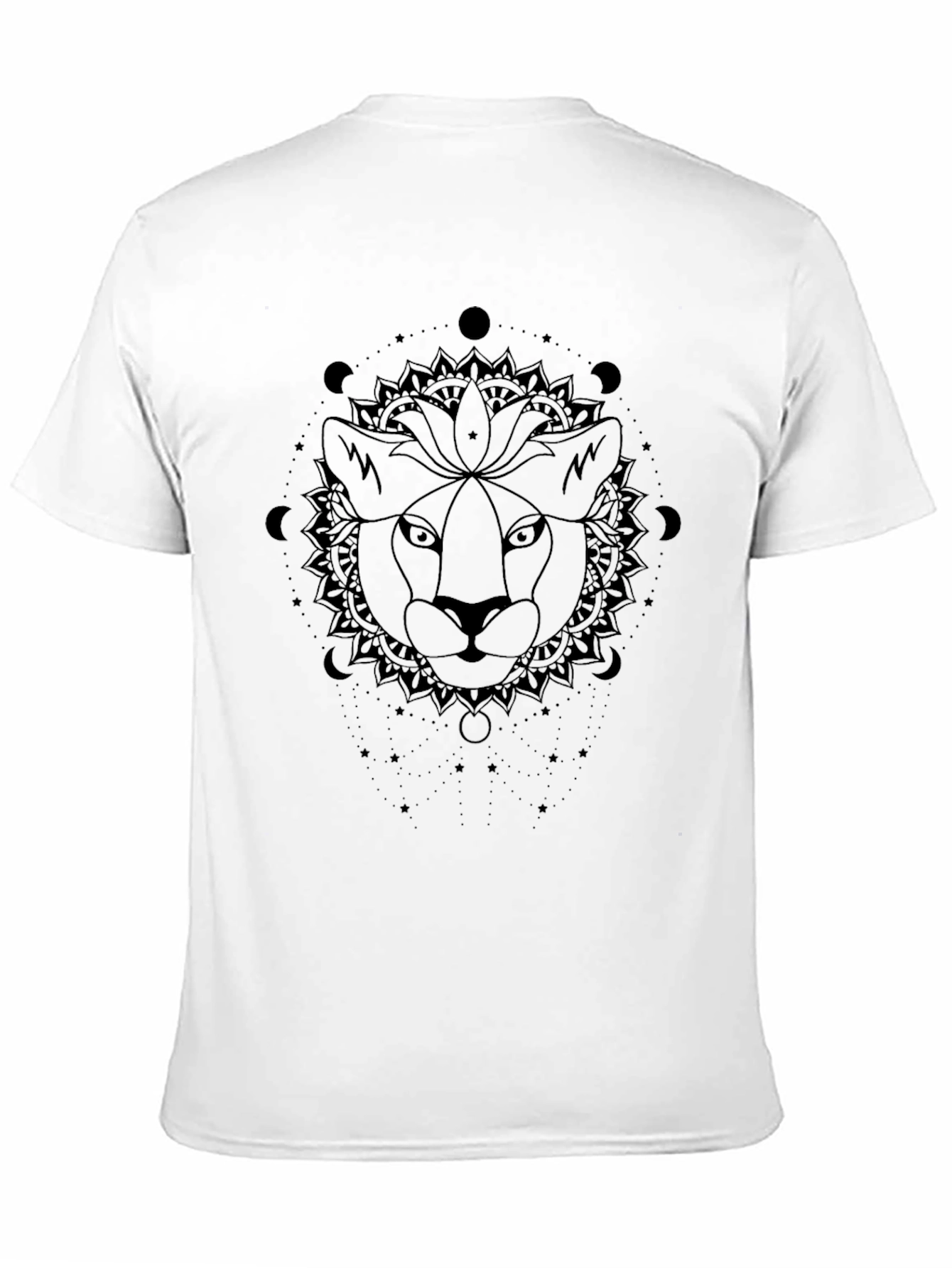 Lion Mandala Graphic Tee - Stylish Unisex Black T-Shirt