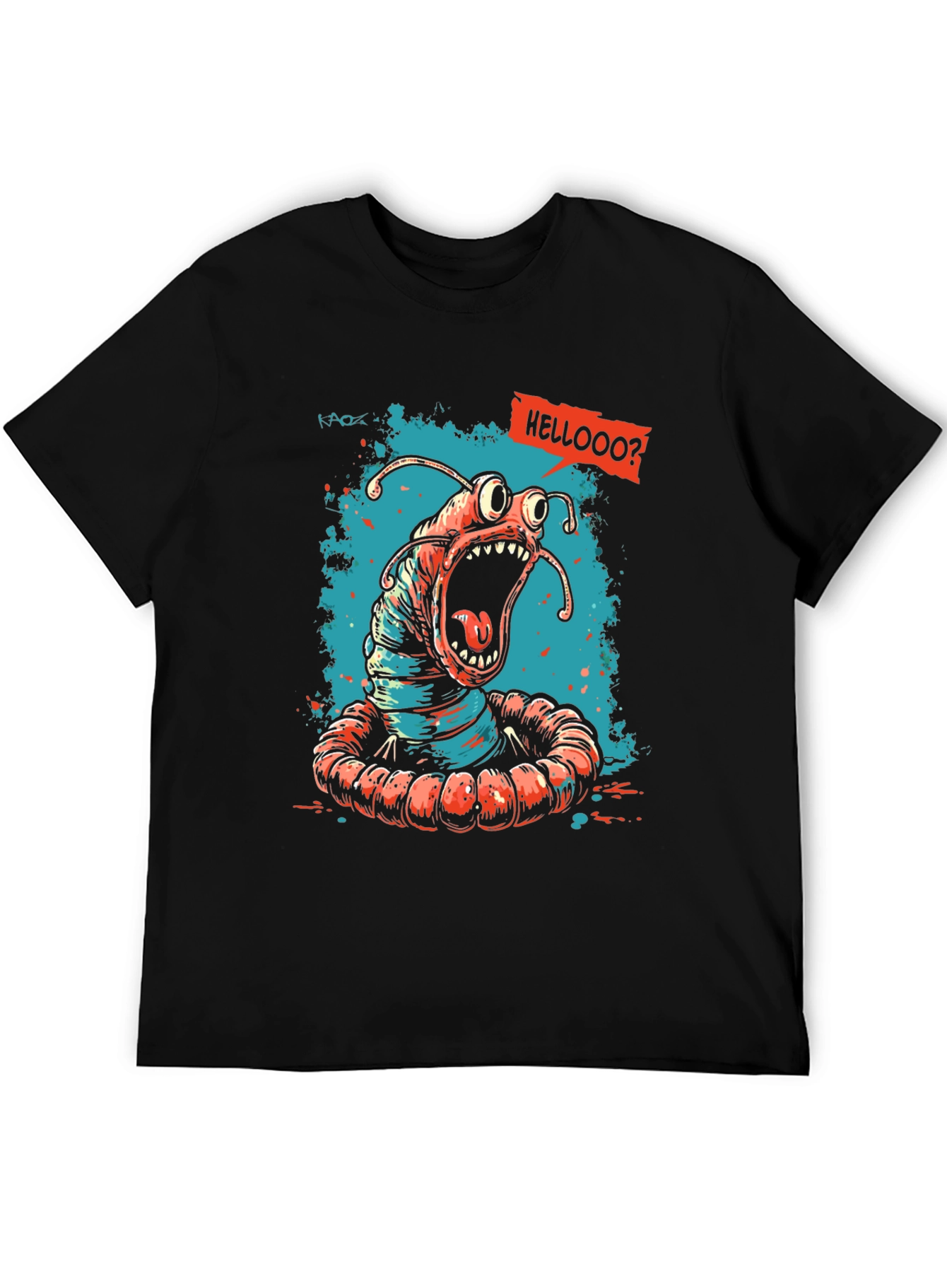Screaming Worm Graphic Tee - Black Cotton T-Shirt