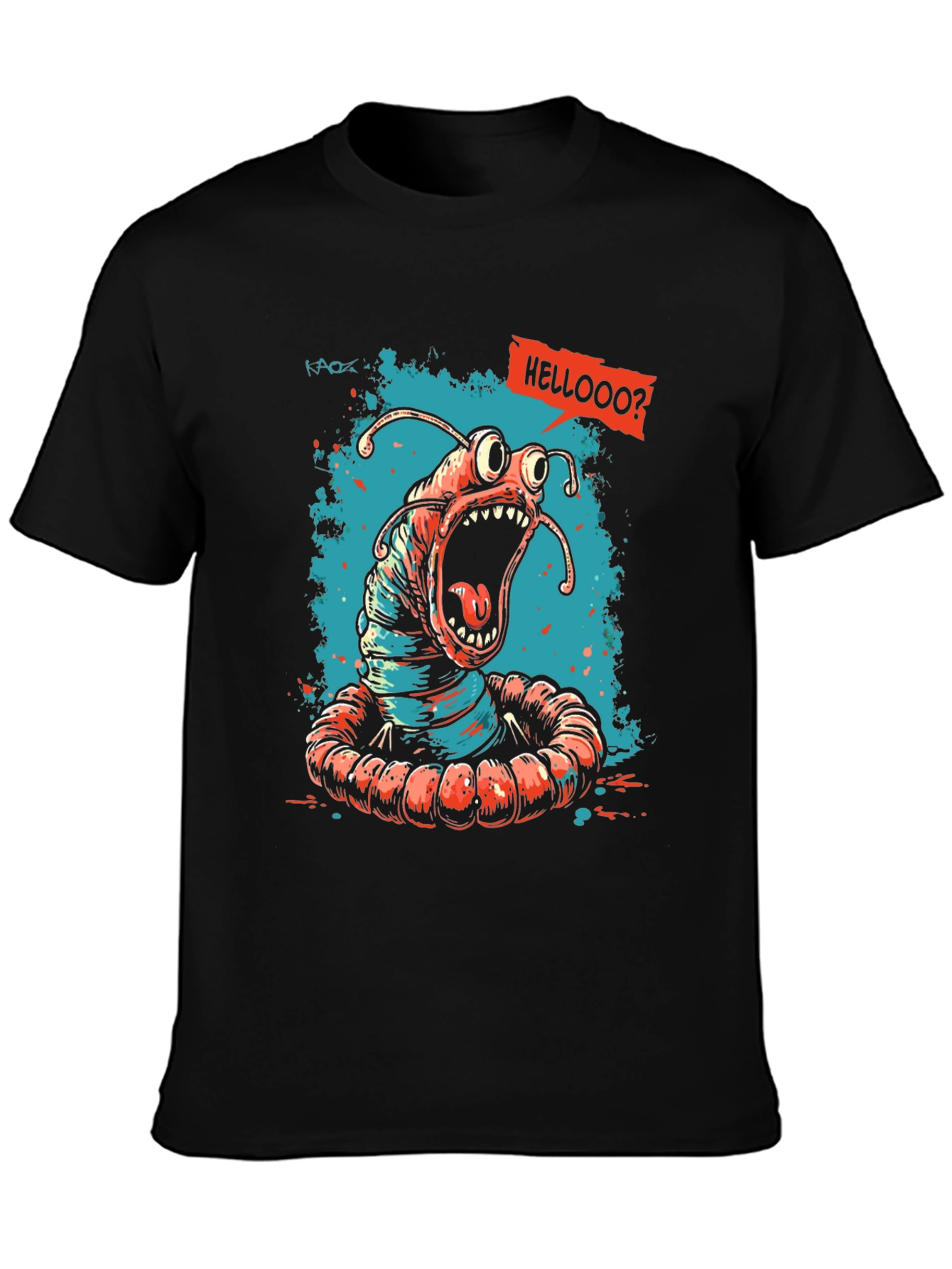 Screaming Worm Graphic Tee - Black Cotton T-Shirt