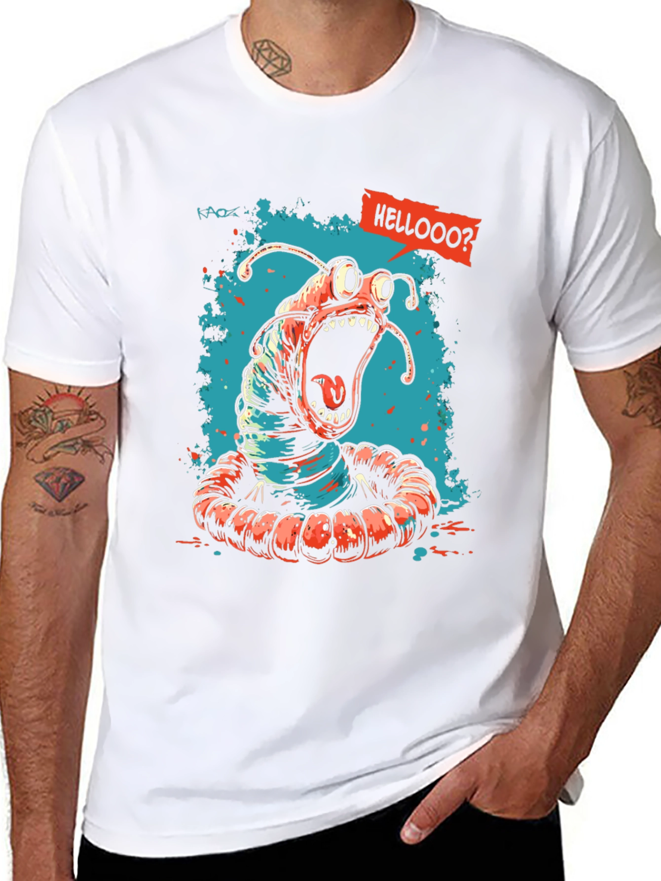 Screaming Worm Graphic Tee - Black Cotton T-Shirt