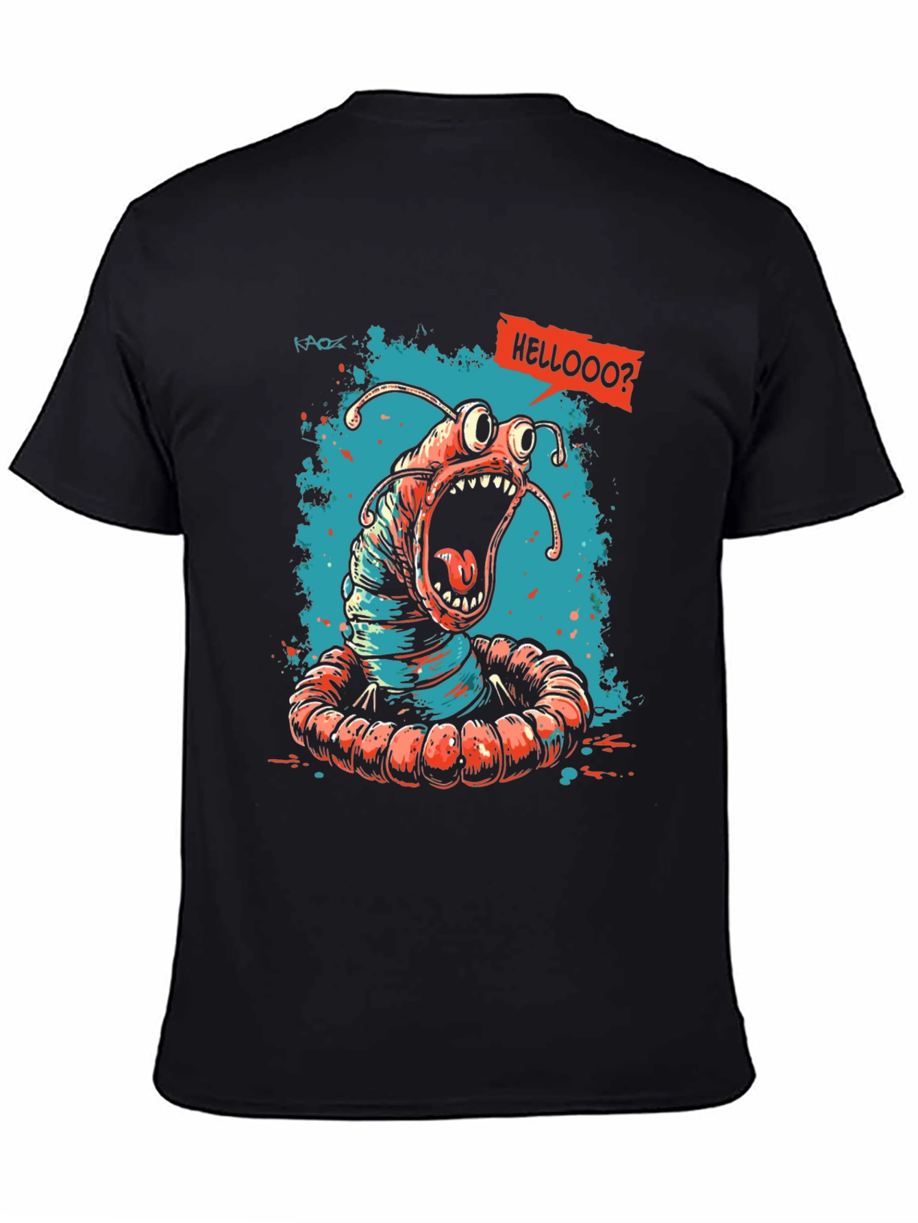 Screaming Worm Graphic Tee - Black Cotton T-Shirt