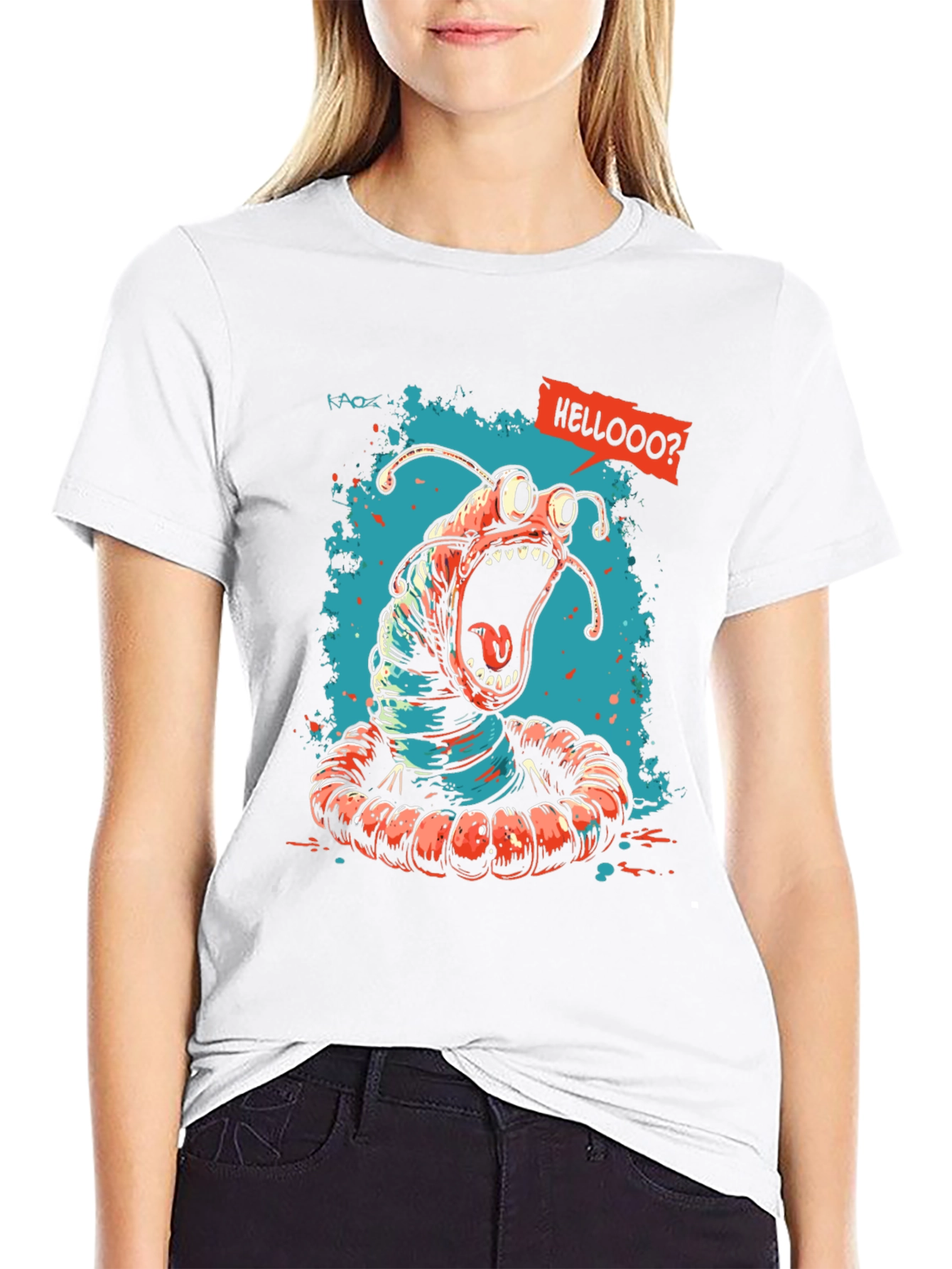 Screaming Worm Graphic Tee - Black Cotton T-Shirt