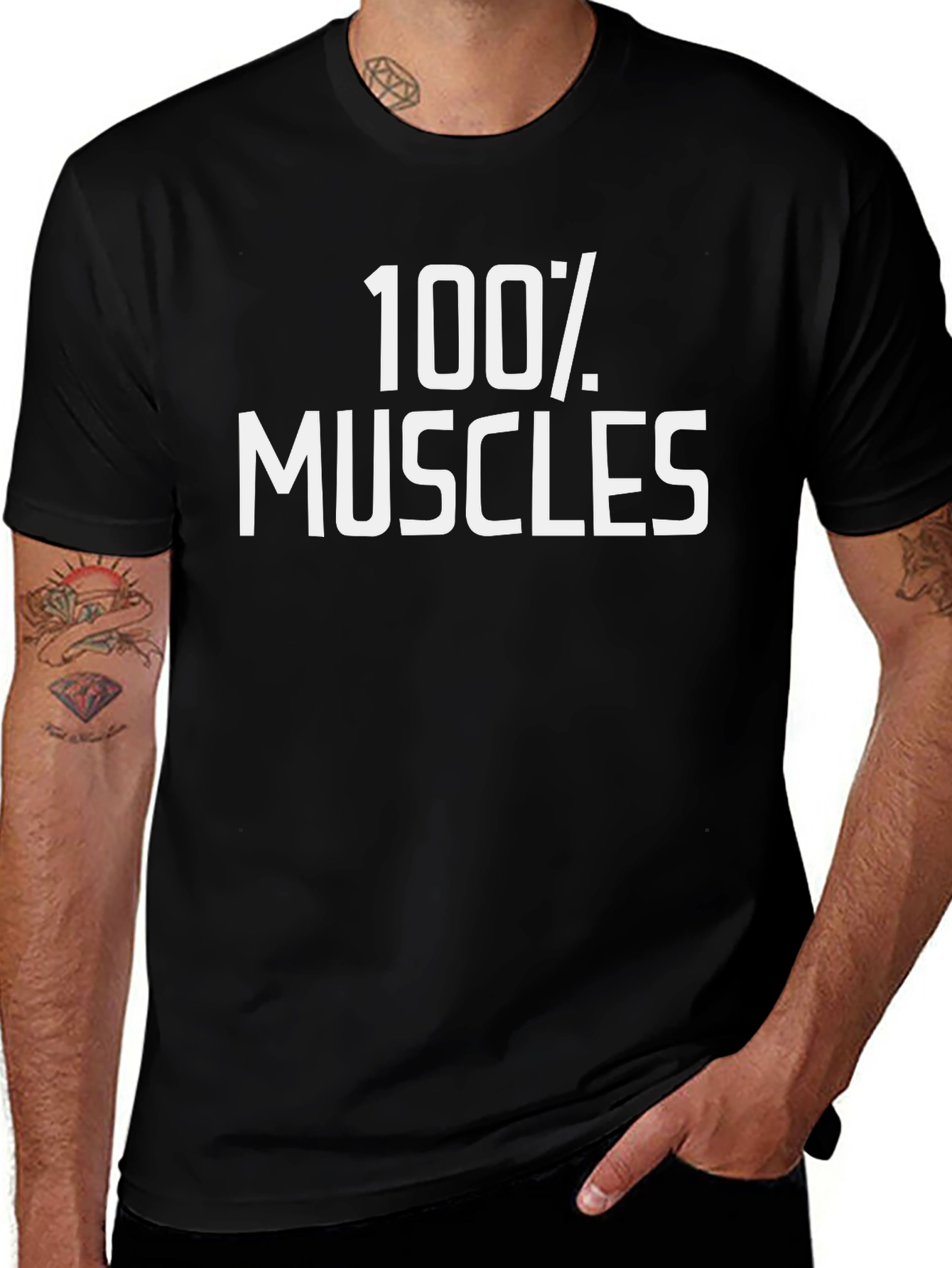 100% Muscles Graphic T-Shirt - Black