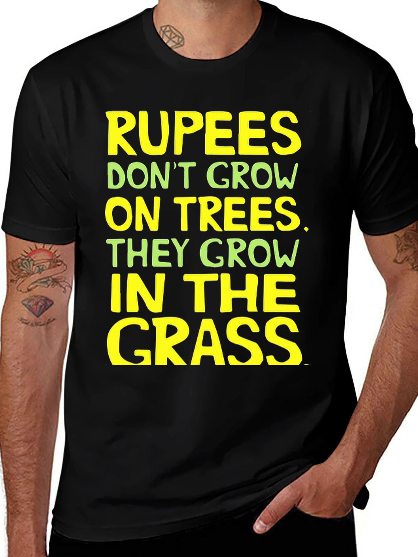 Rupees in Grass Graphic Tee - Funny Sarcastic T-Shirt
