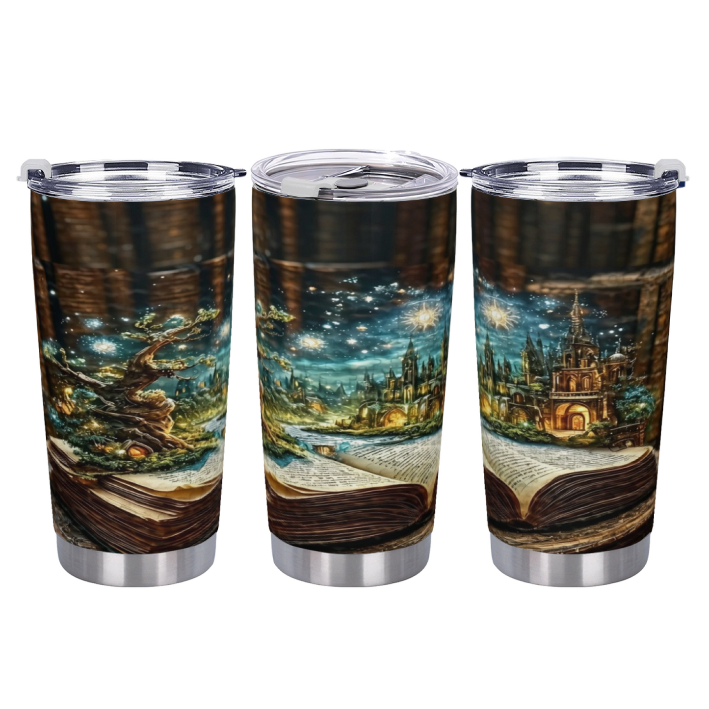 Enchanted Magic Ancient Tree on Antique Books Fantasy Cup