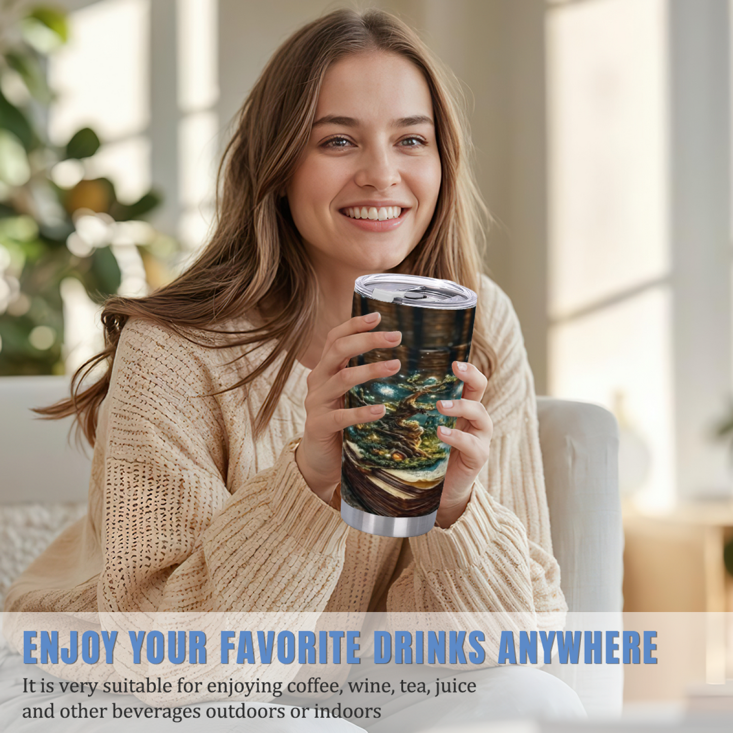 Enchanted Magic Ancient Tree on Antique Books Fantasy Cup