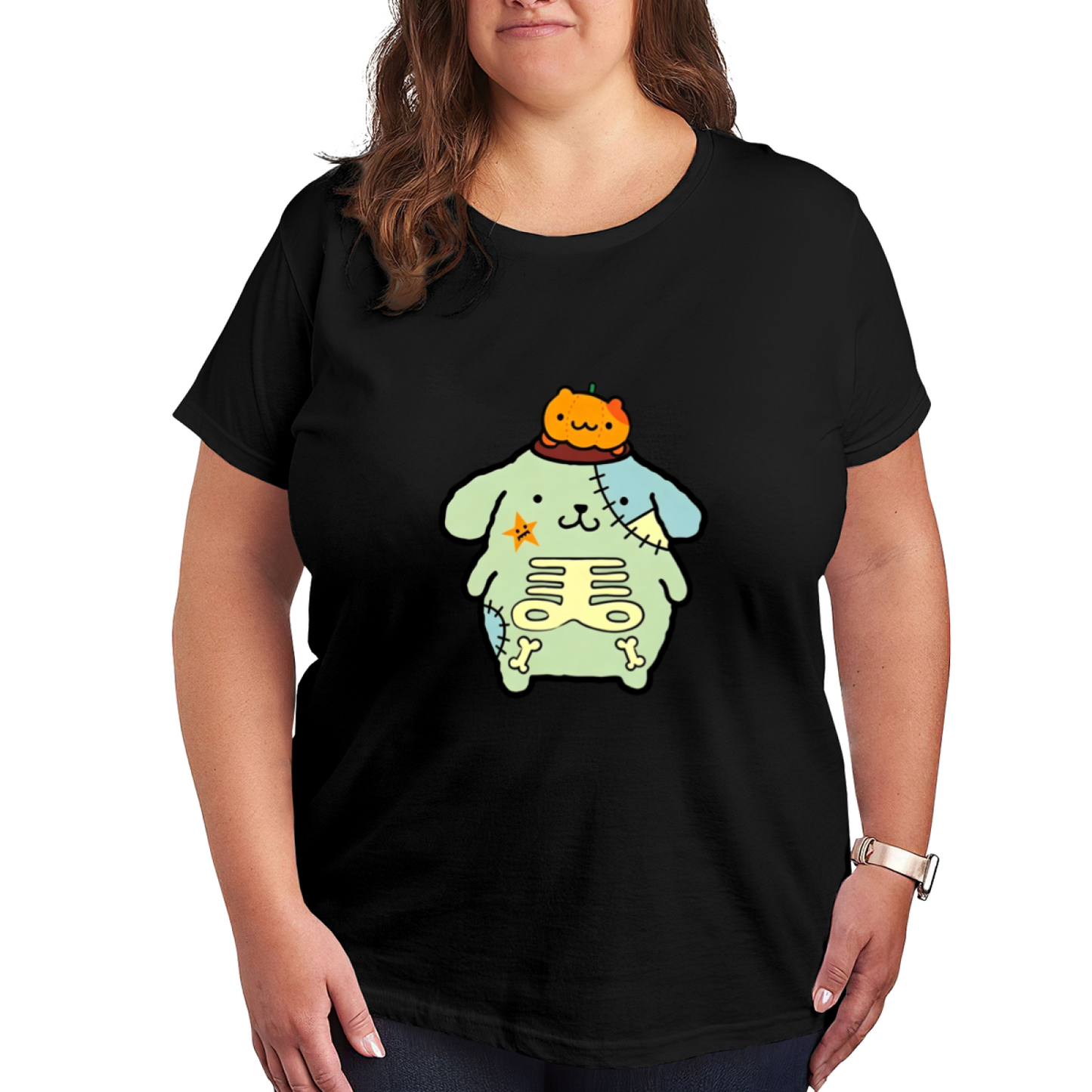 Spooky Zombie Pompompurin Halloween Theme Plus?Size Ladies Tee
