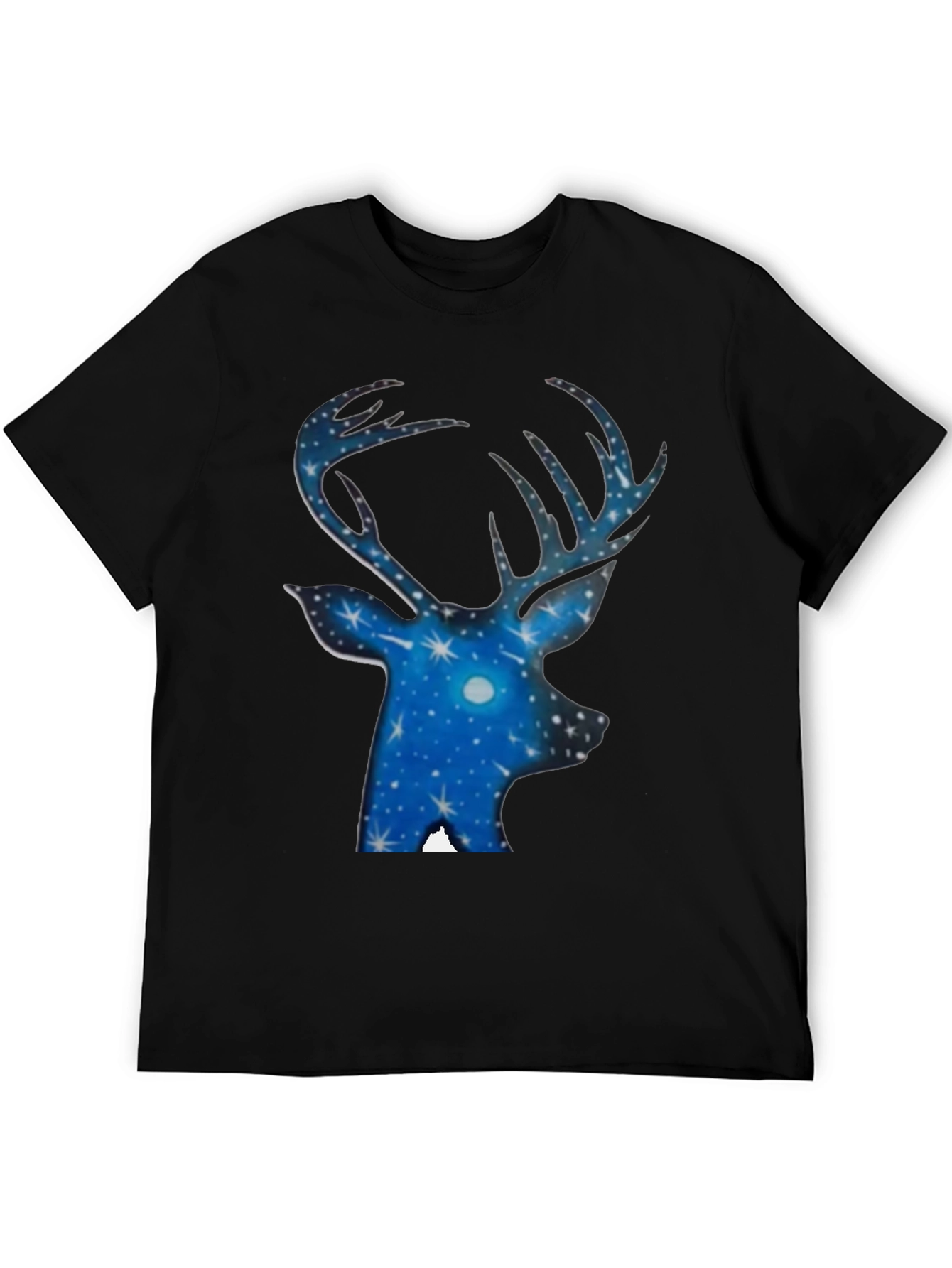 Starry Night Deer T-Shirt - Black Cotton Tee