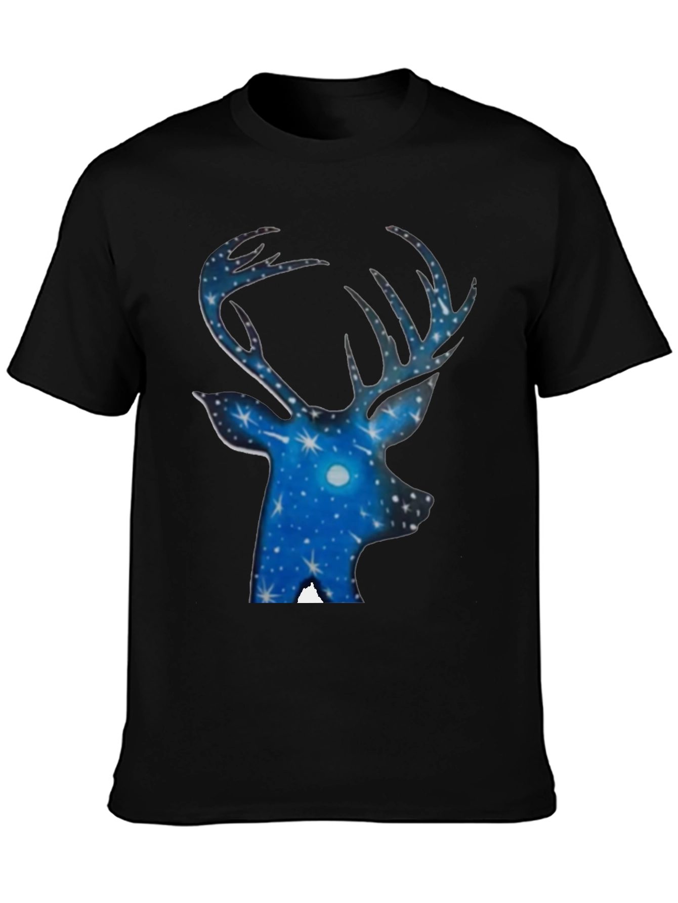 Starry Night Deer T-Shirt - Black Cotton Tee