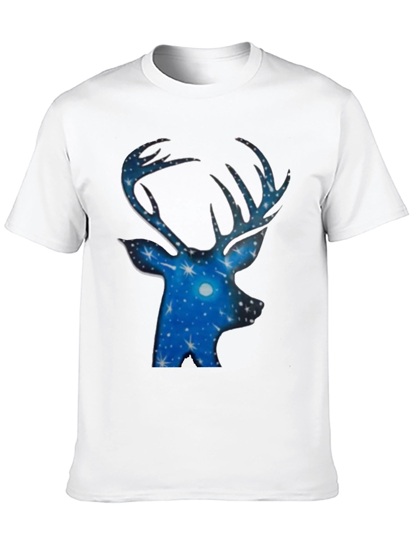 Starry Night Deer T-Shirt - Black Cotton Tee