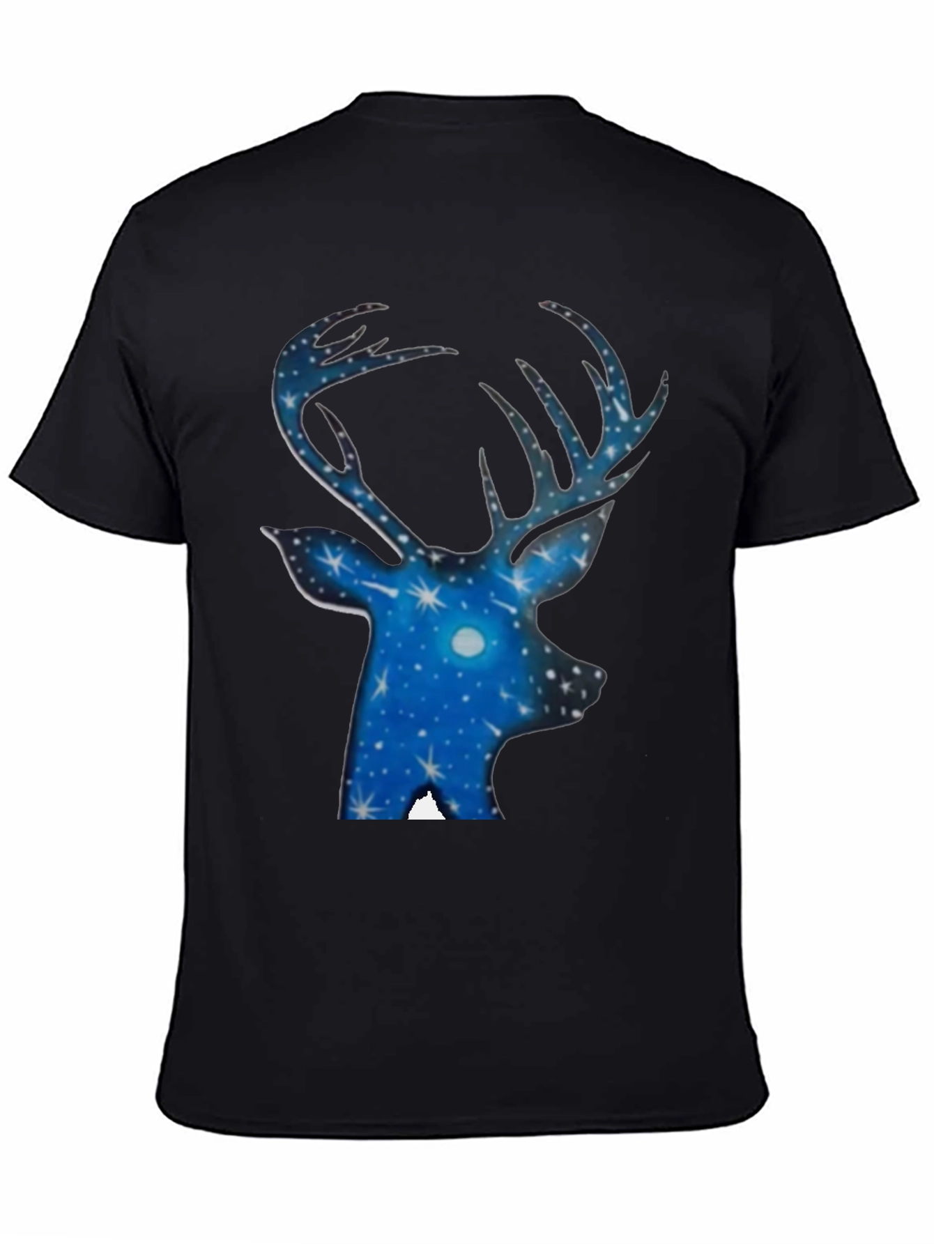 Starry Night Deer T-Shirt - Black Cotton Tee