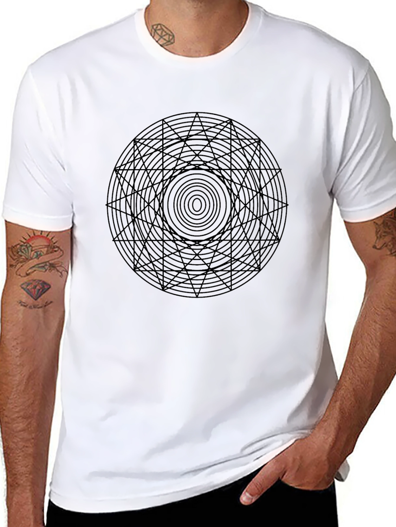Geometric Circle Graphic T-Shirt - Black