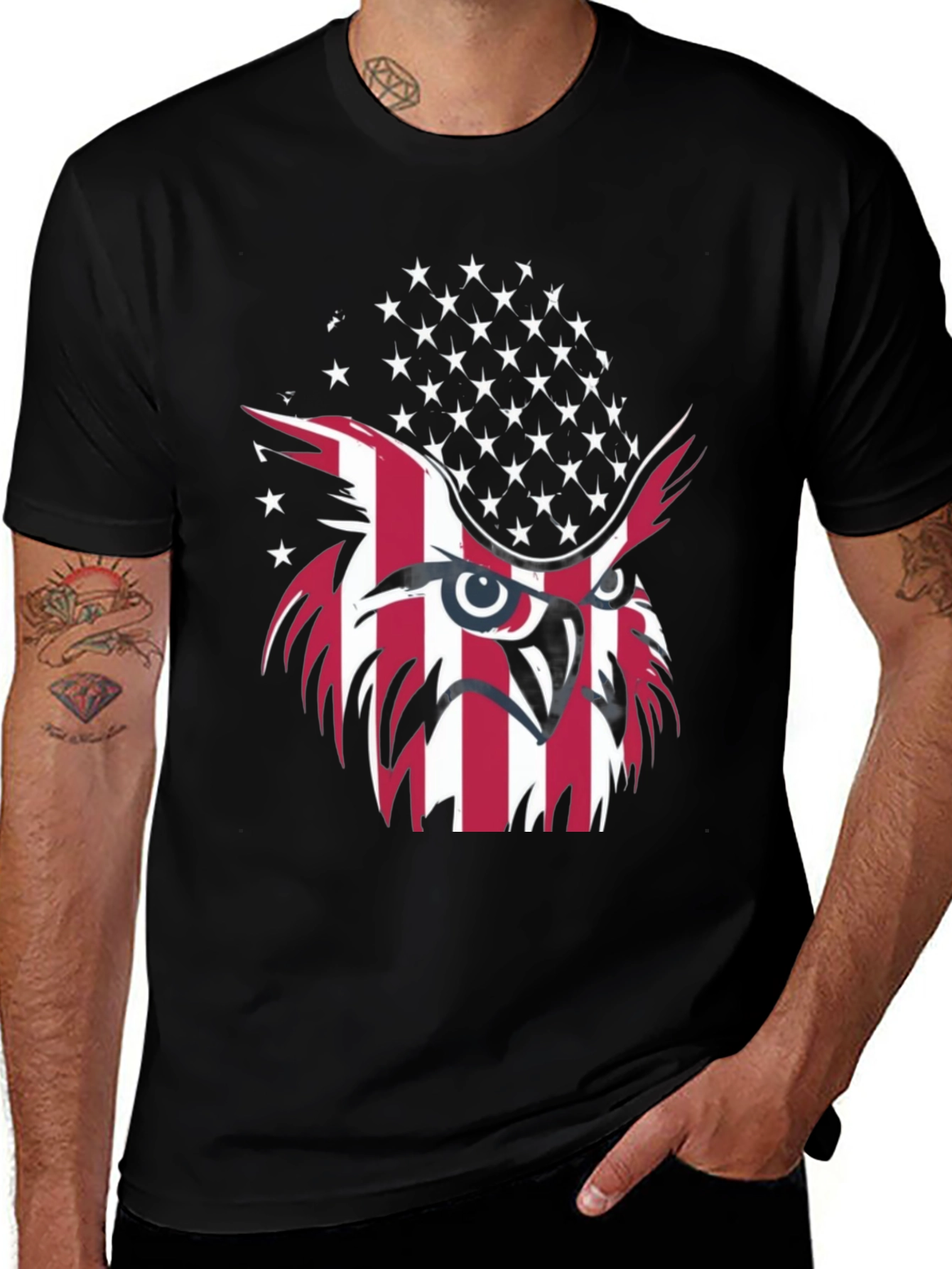 Patriotic Owl T-Shirt - USA Flag Design
