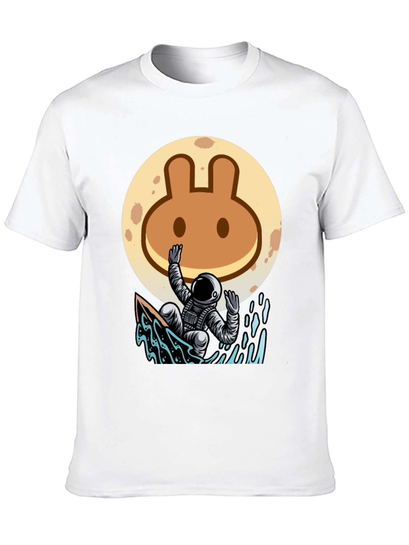 Astronaut Surfing T-Shirt - Moon Rabbit Design