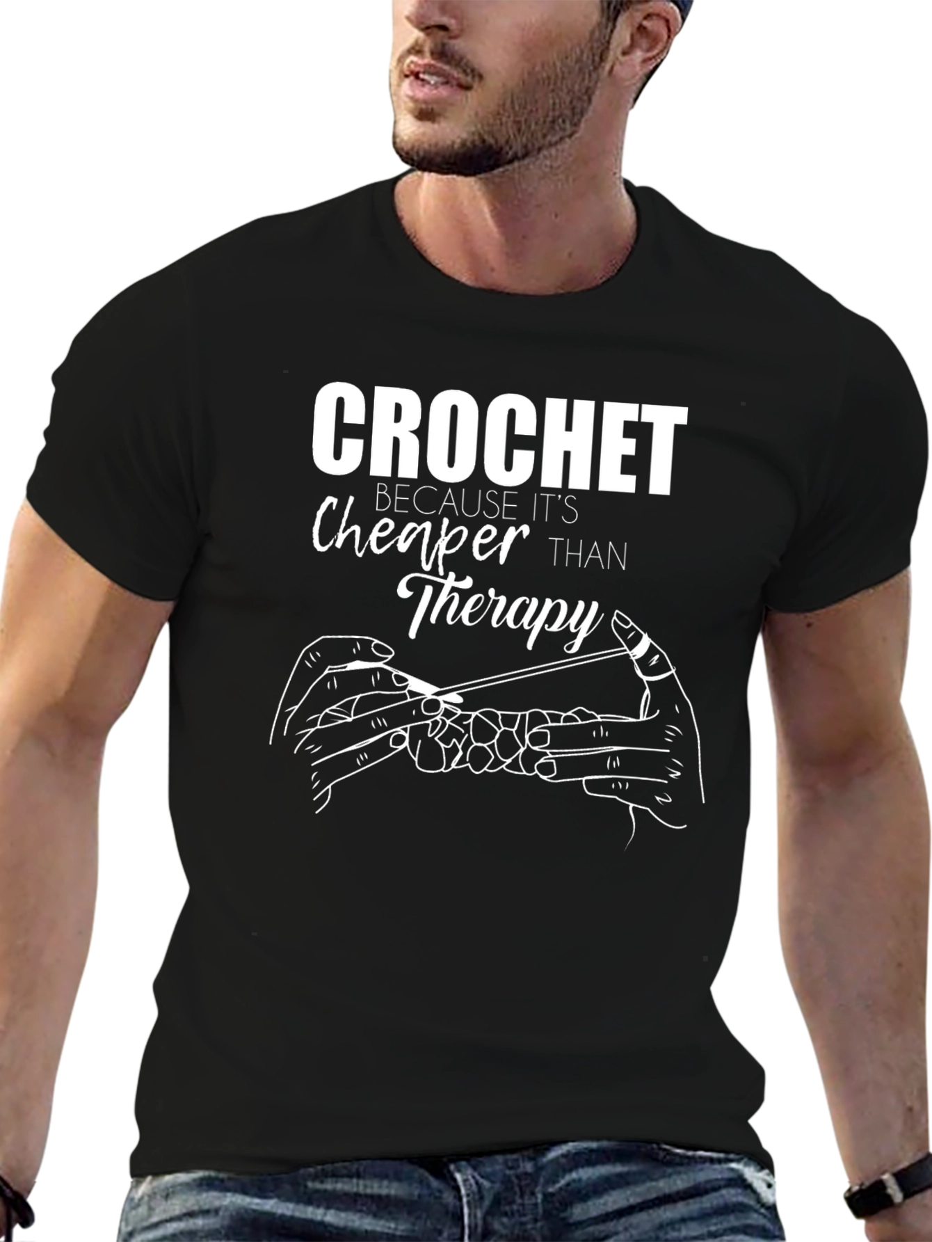 Crochet Cheaper Than Therapy Graphic T-Shirt