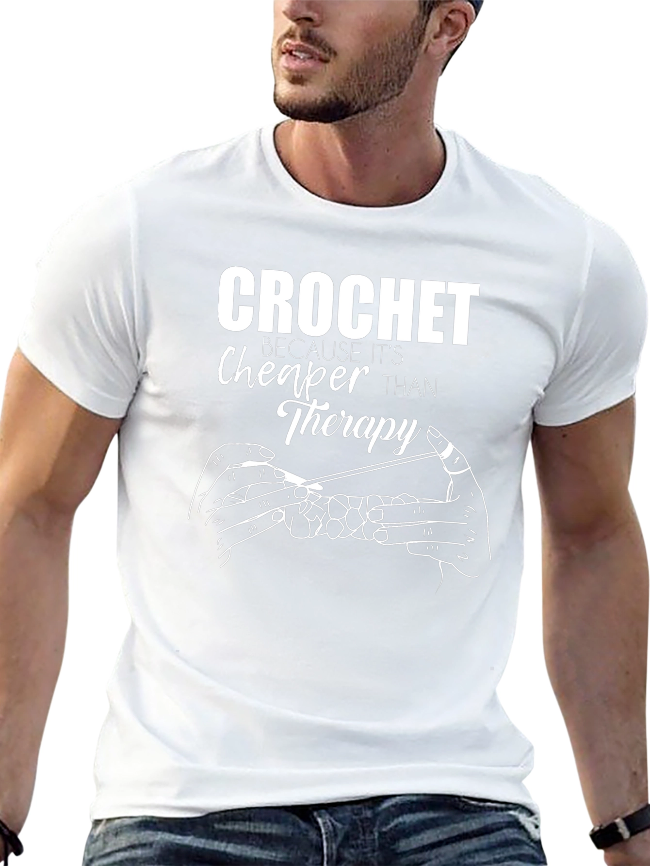 Crochet Cheaper Than Therapy Graphic T-Shirt