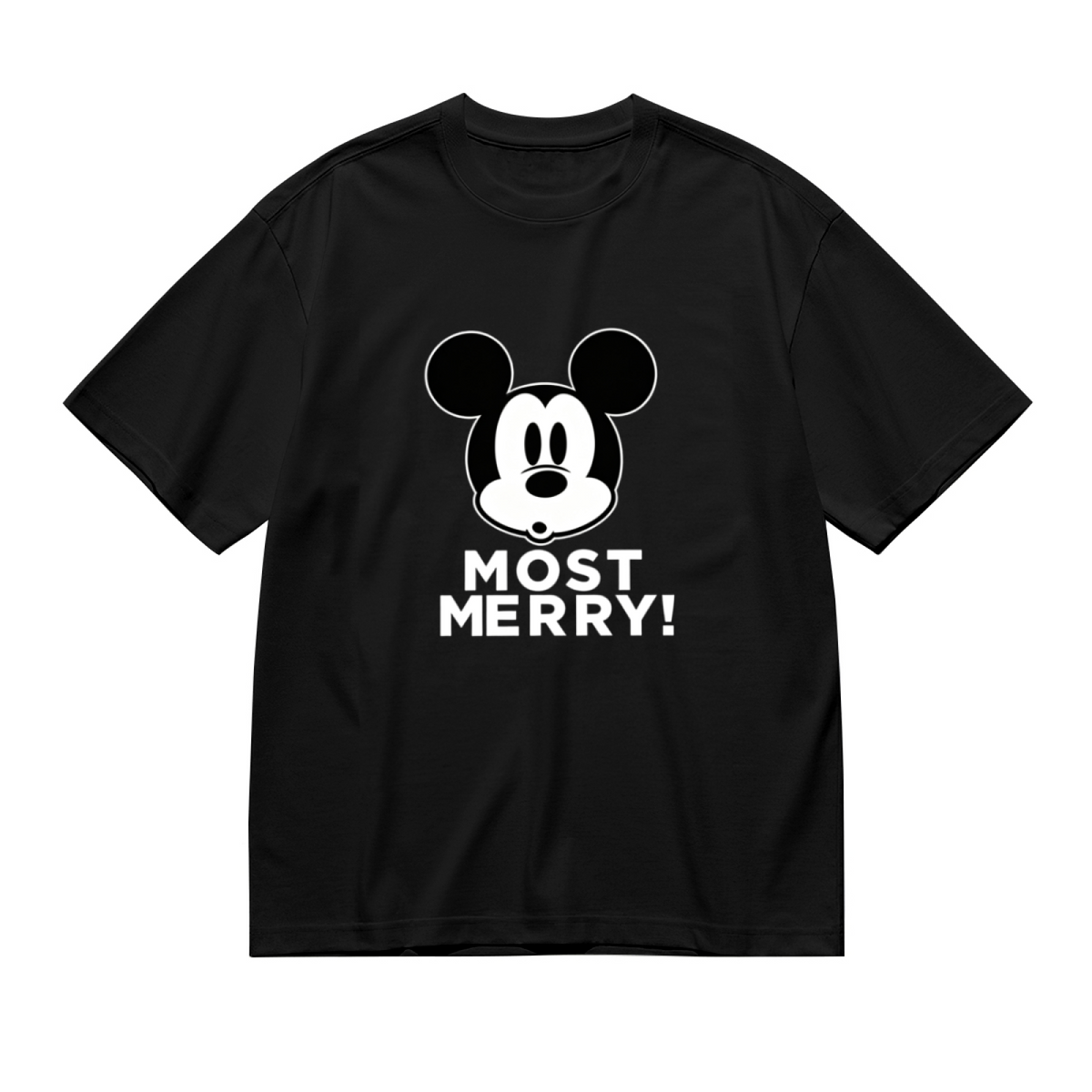 Retro Mickey Mouse Most Merry Plus Size Women Black T?Shirt
