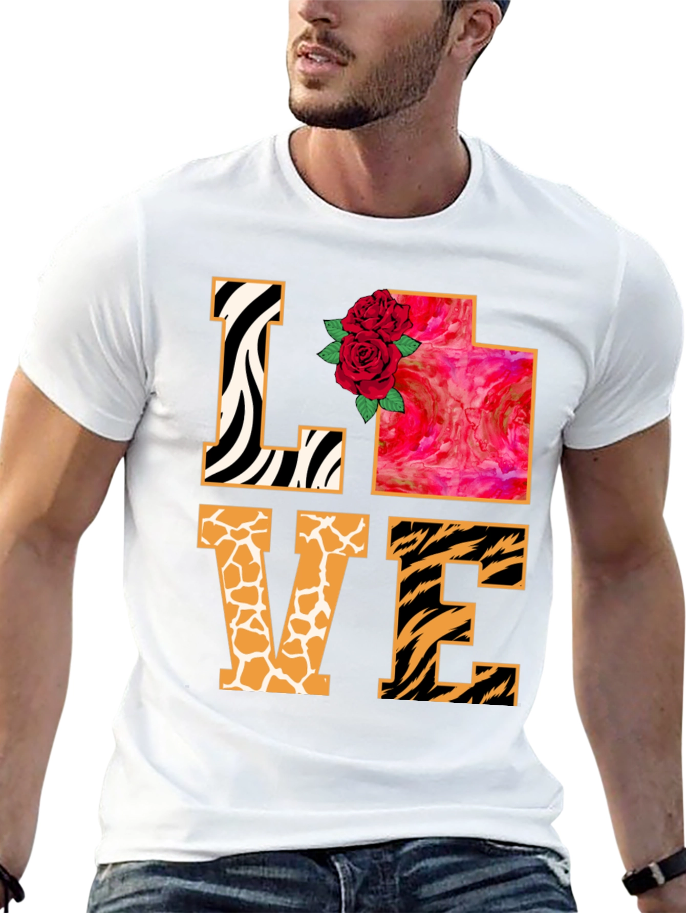 LOVE Animal Print Graphic T-Shirt