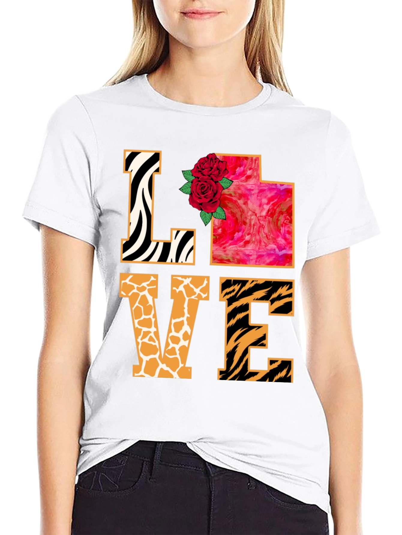LOVE Animal Print Graphic T-Shirt