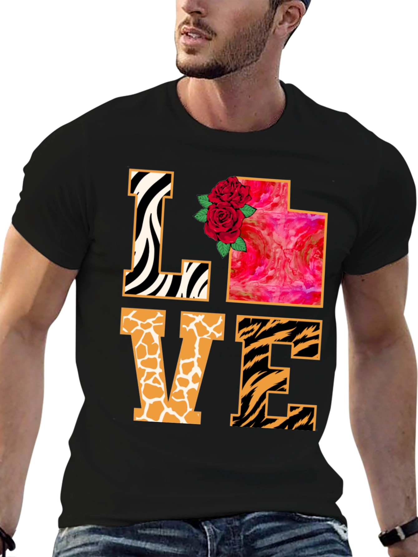 LOVE Animal Print Graphic T-Shirt