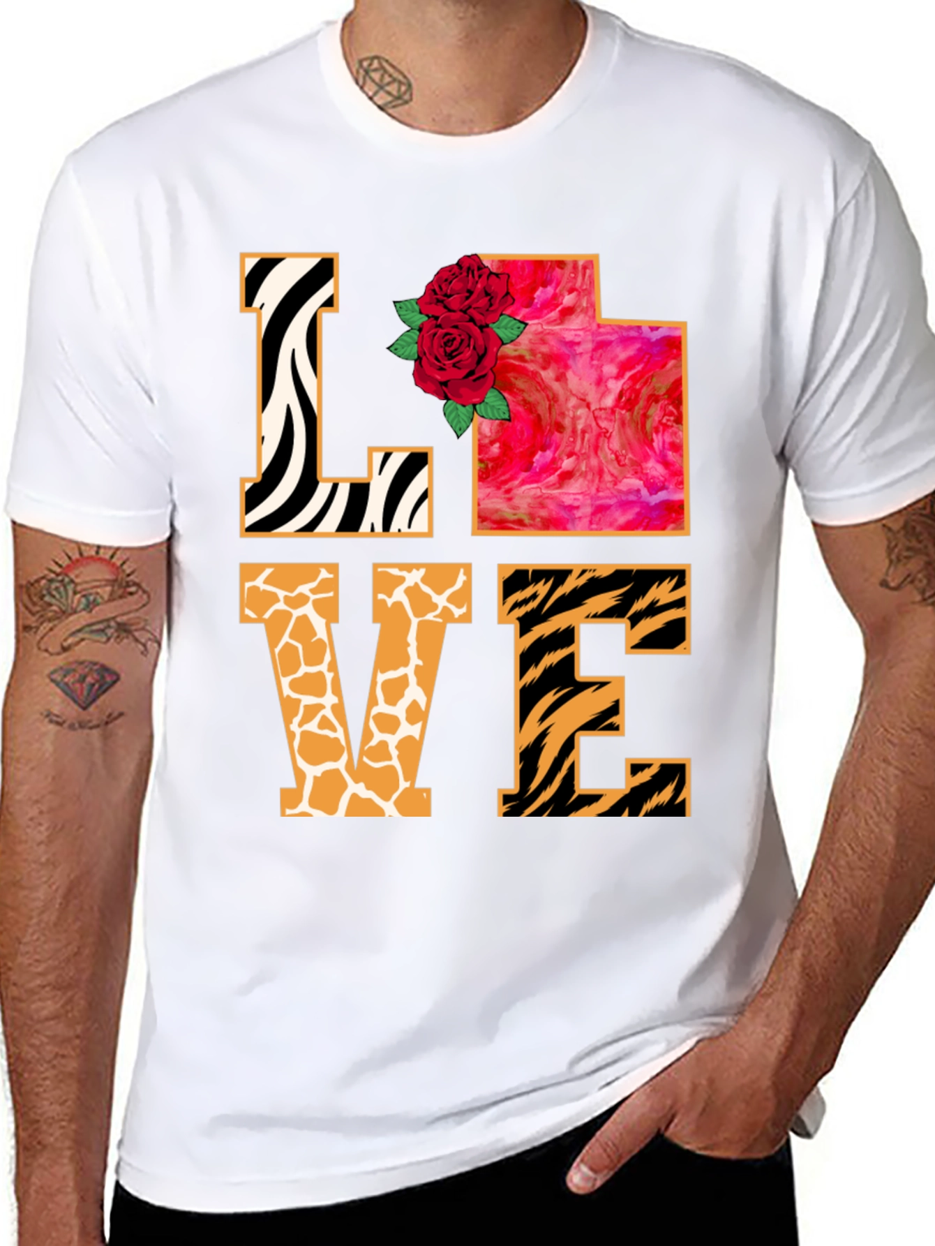 LOVE Animal Print Graphic T-Shirt