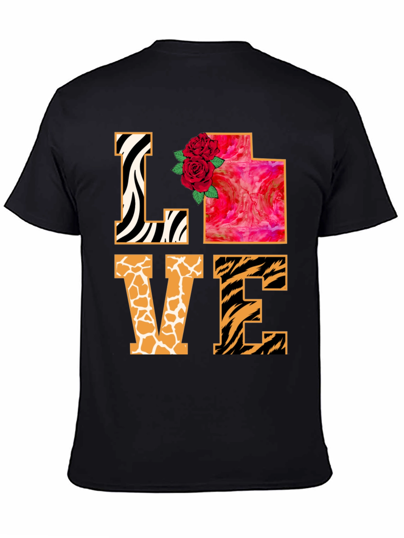 LOVE Animal Print Graphic T-Shirt