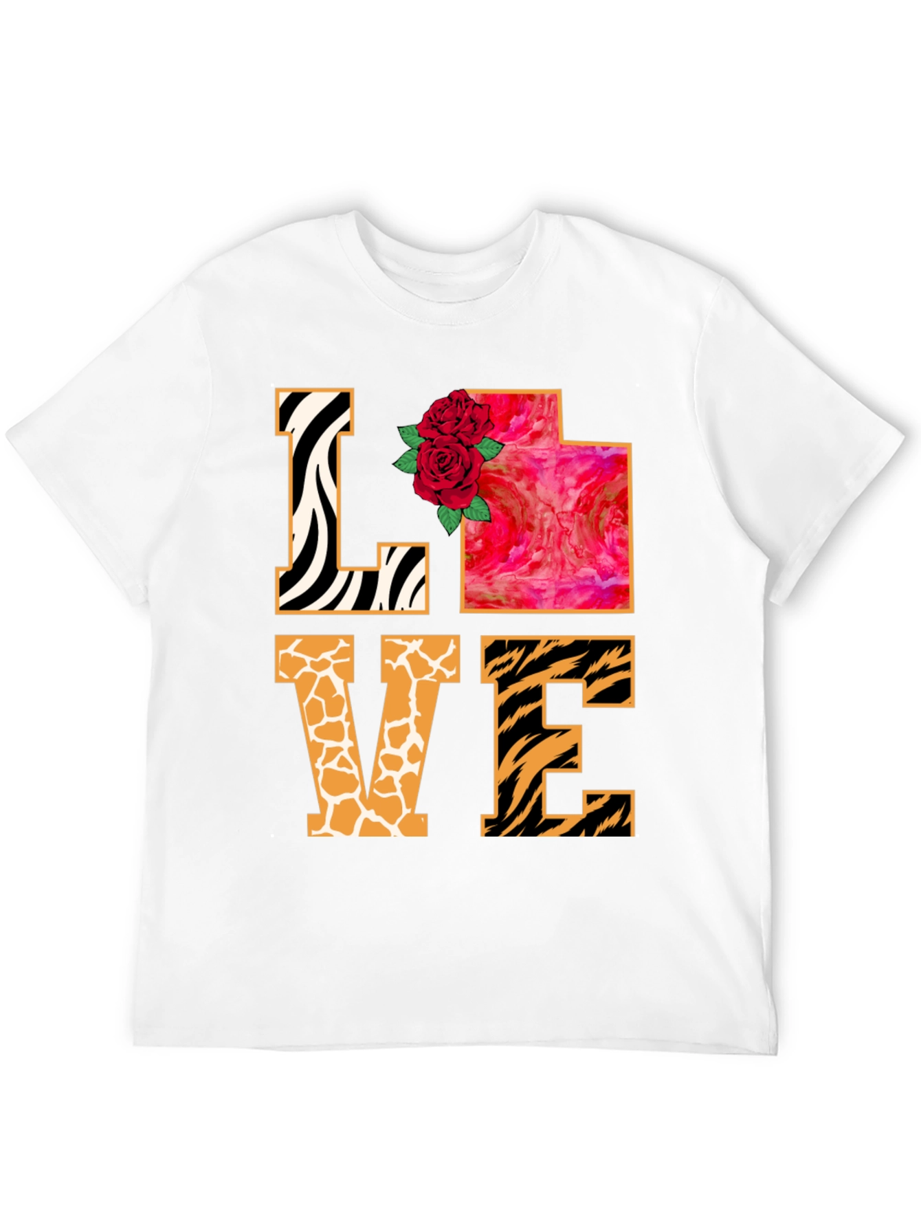 LOVE Animal Print Graphic T-Shirt