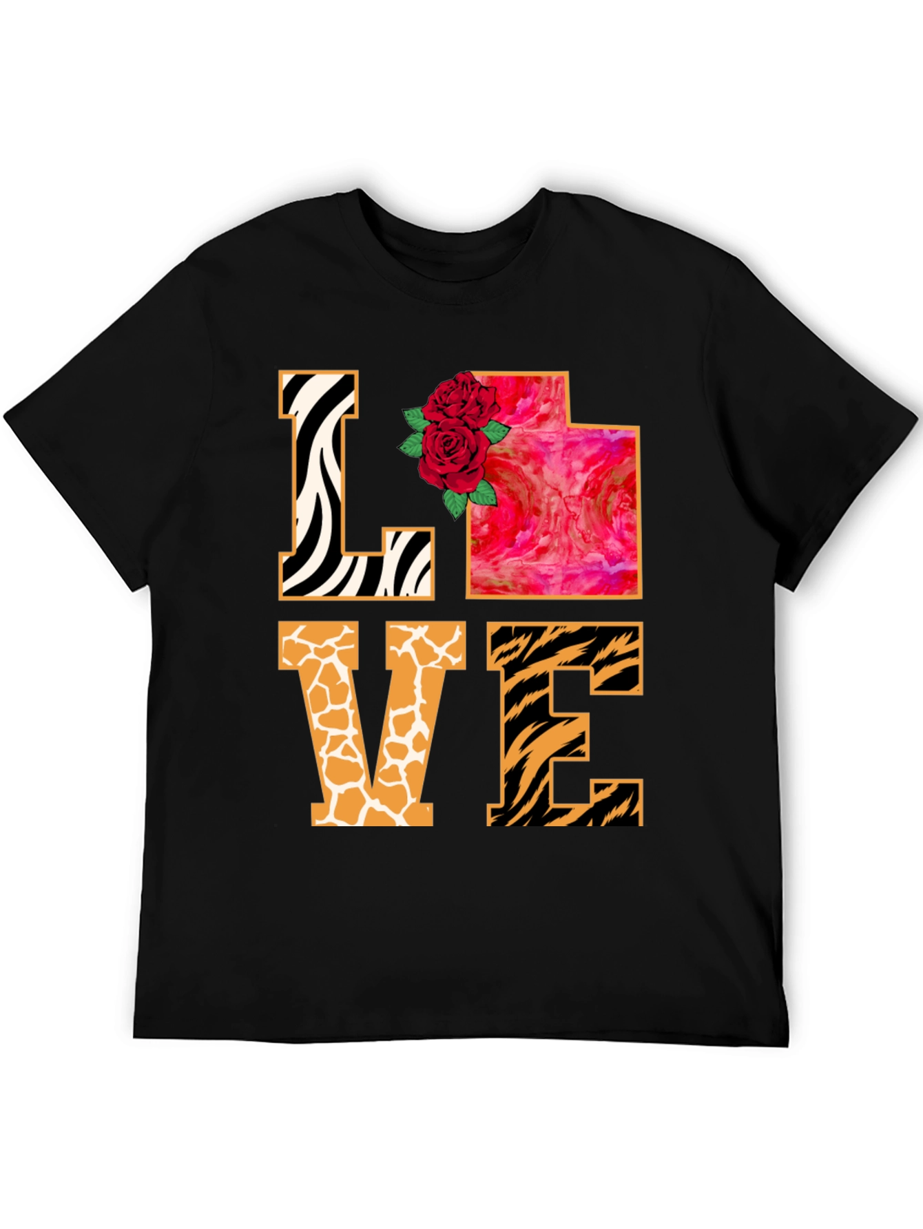 LOVE Animal Print Graphic T-Shirt