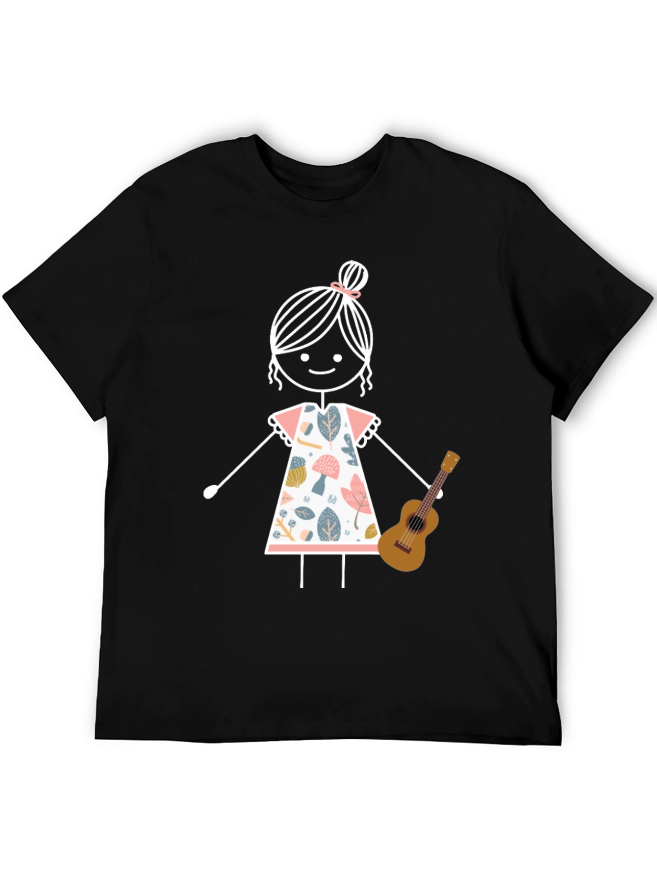 Stick Figure Girl with Ukulele Graphic Tee