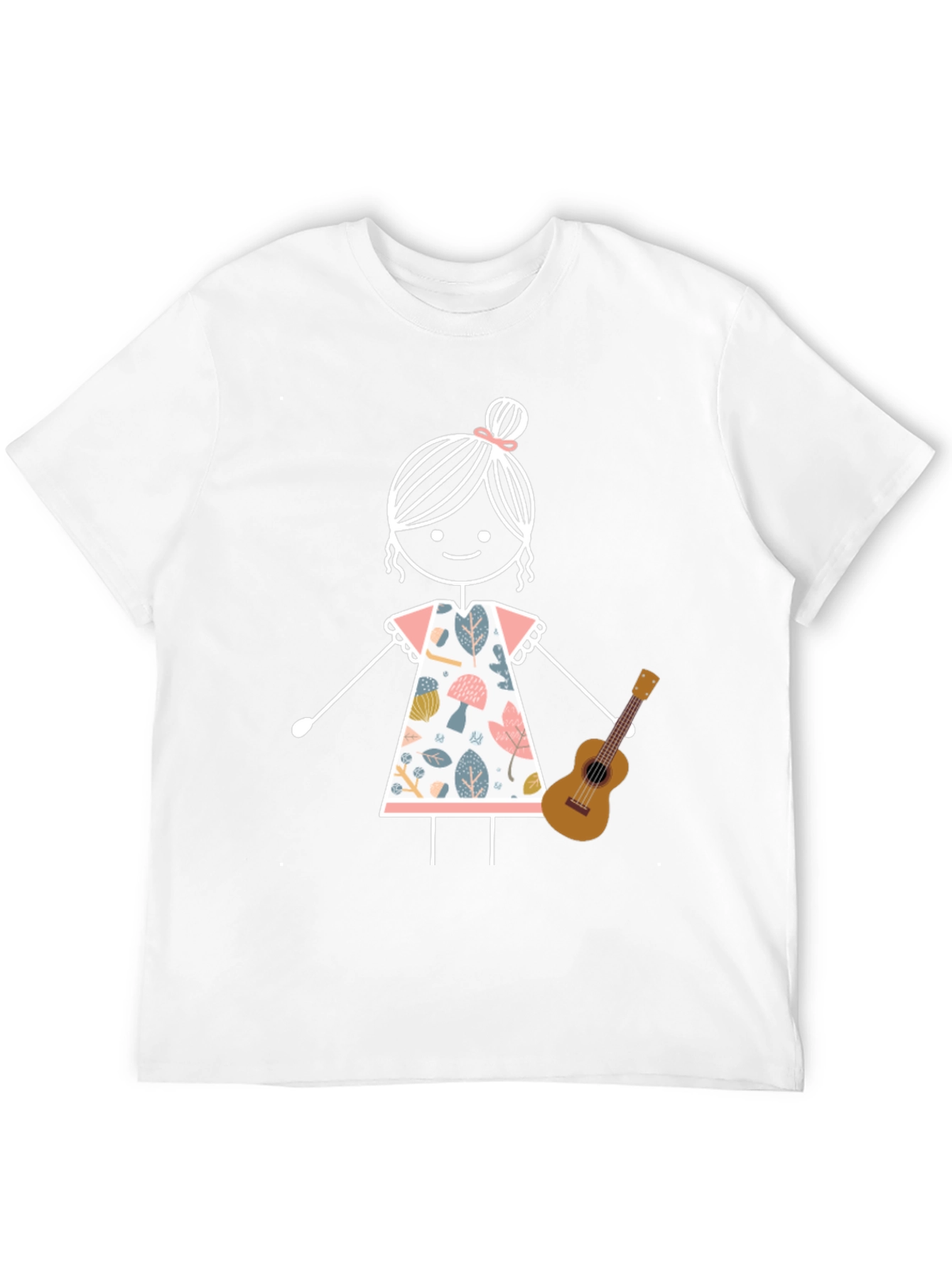 Stick Figure Girl with Ukulele Graphic Tee