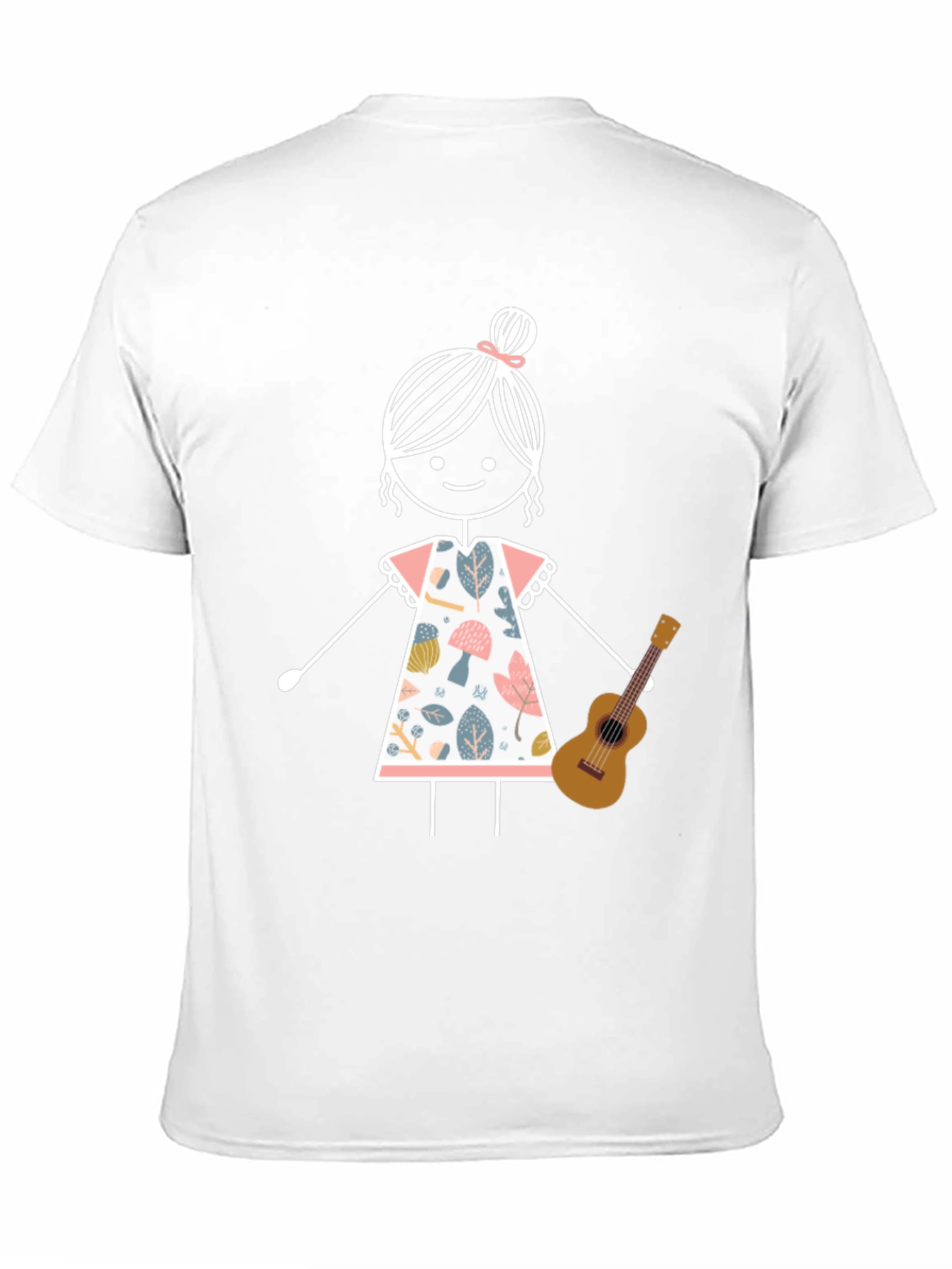Stick Figure Girl with Ukulele Graphic Tee
