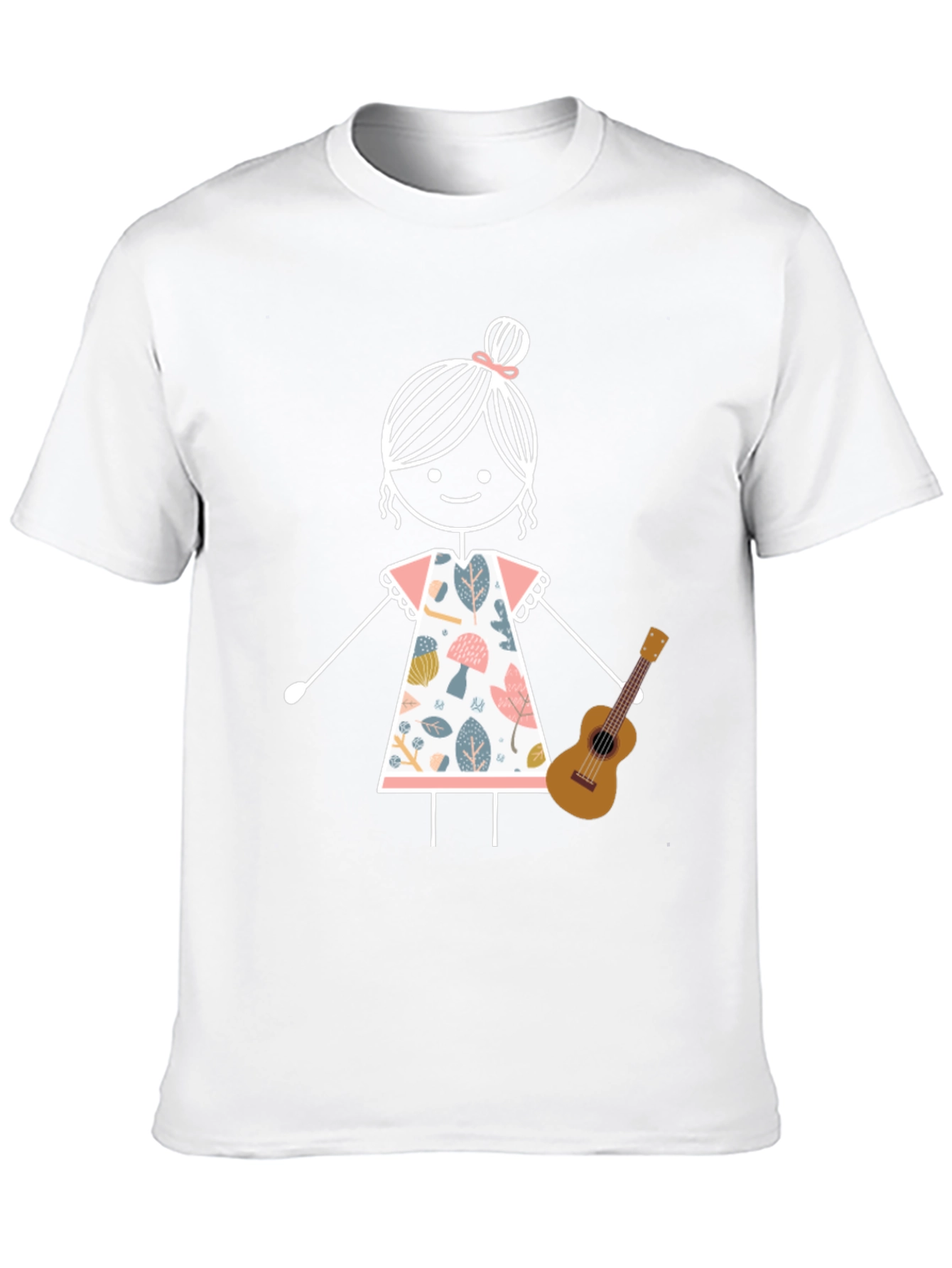 Stick Figure Girl with Ukulele Graphic Tee