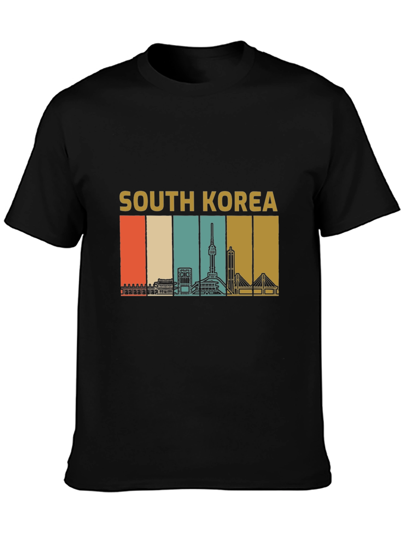 South Korea Skyline Retro Graphic T-Shirt
