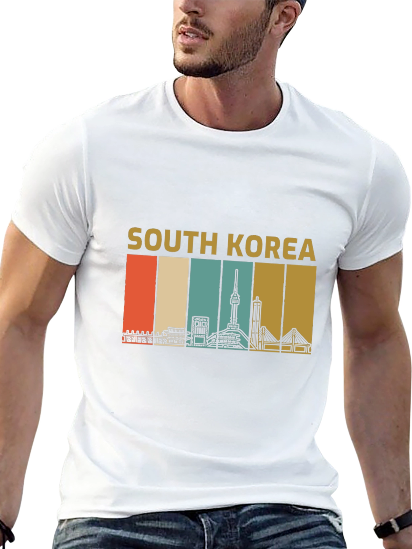 South Korea Skyline Retro Graphic T-Shirt